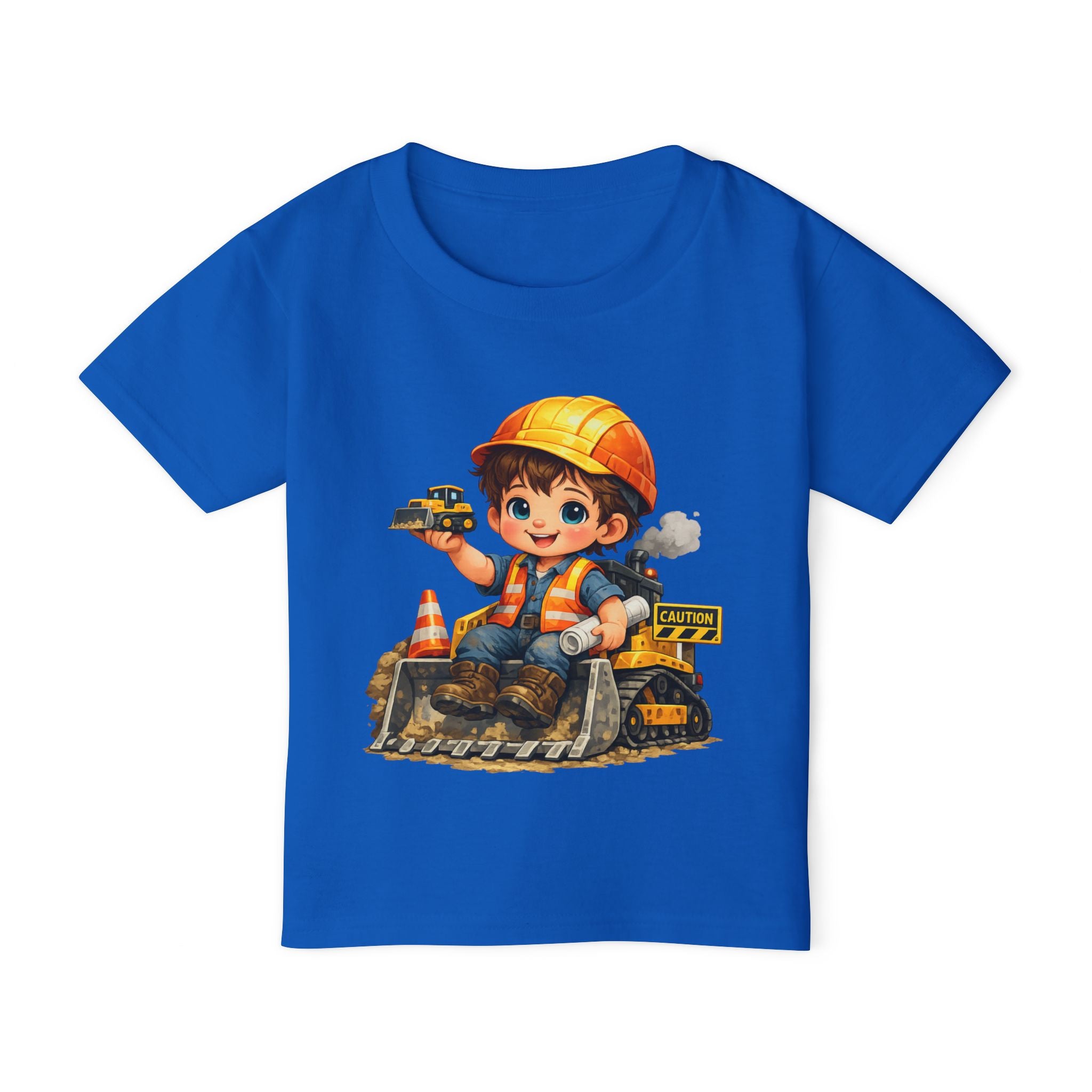 Construction Crew T-Shirt — Cute Kid Bulldozer & Hard Hat Design
