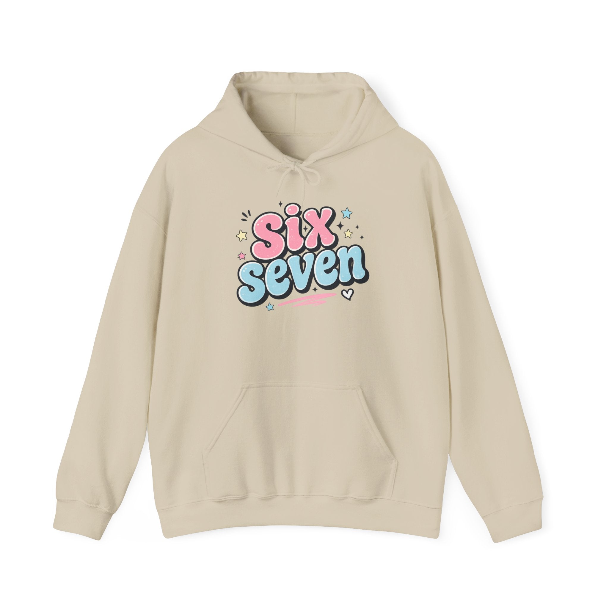 Six Seven Hoodie — Cute Pastel "Six Seven" Graphic Sweatshirt