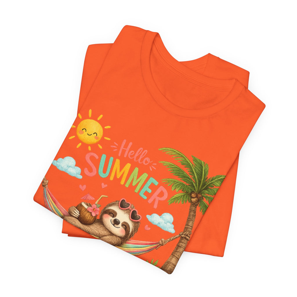 Hello Summer Sloth T-Shirt — Cute Tropical Beach Tee