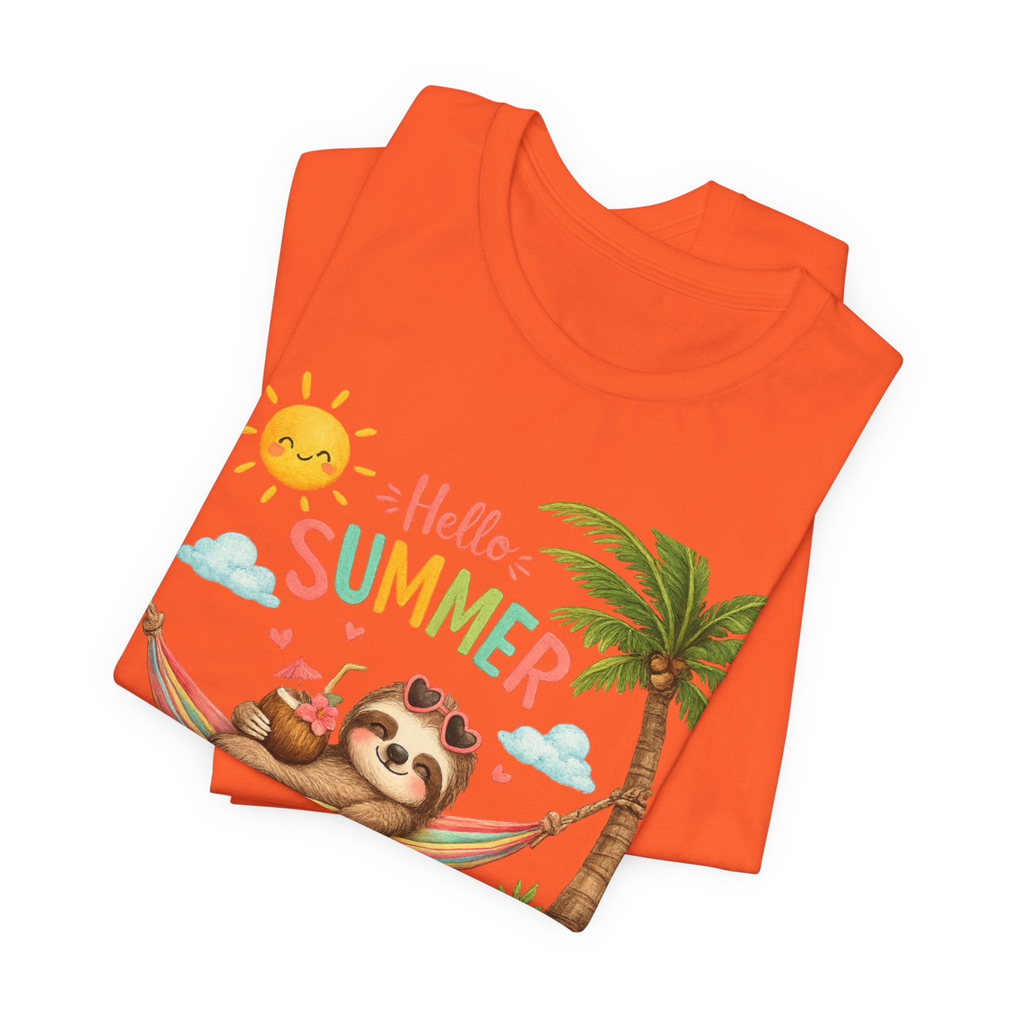 Hello Summer Sloth T-Shirt — Cute Tropical Beach Tee