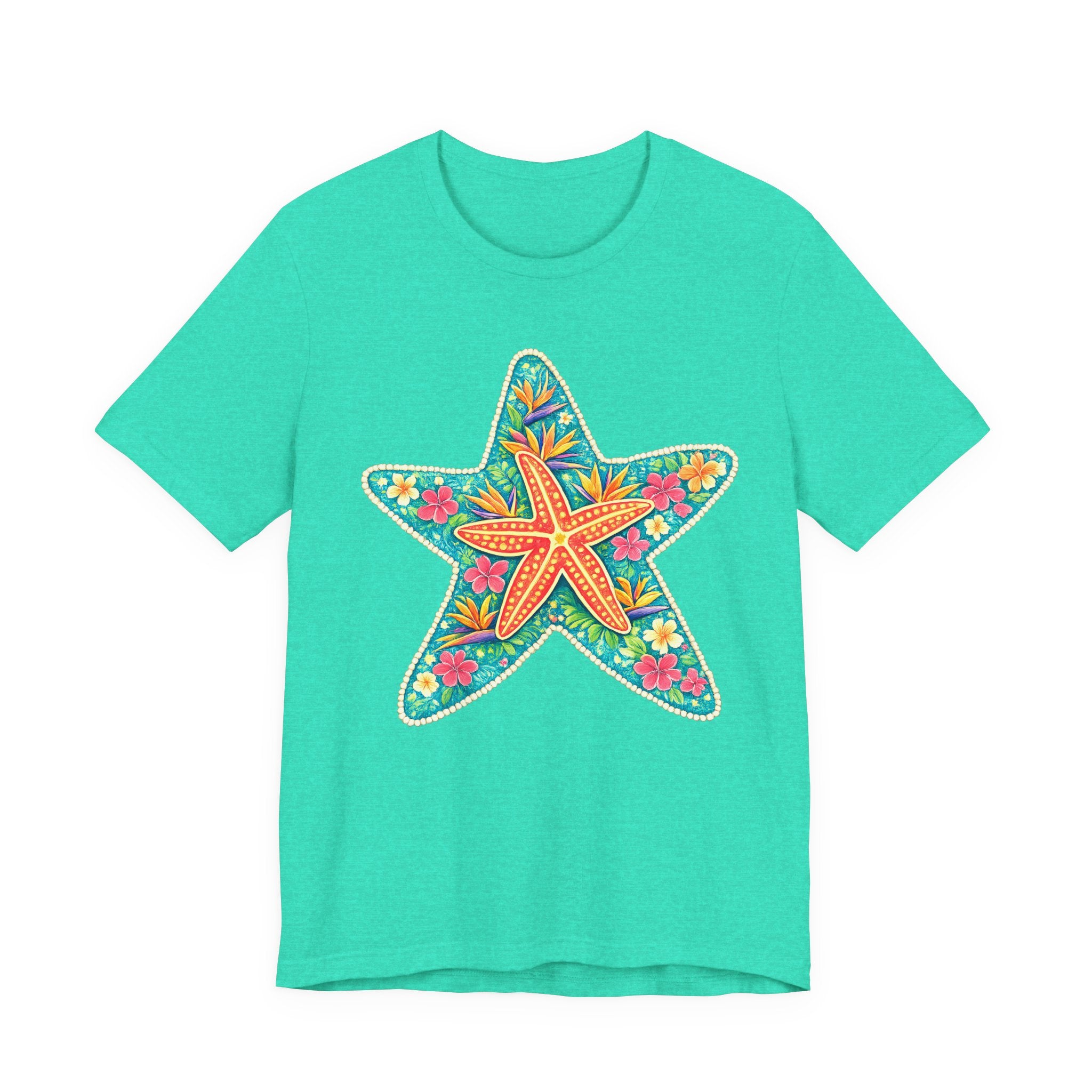 Starfish Floral Tee — Colorful Tropical Beach T-Shirt