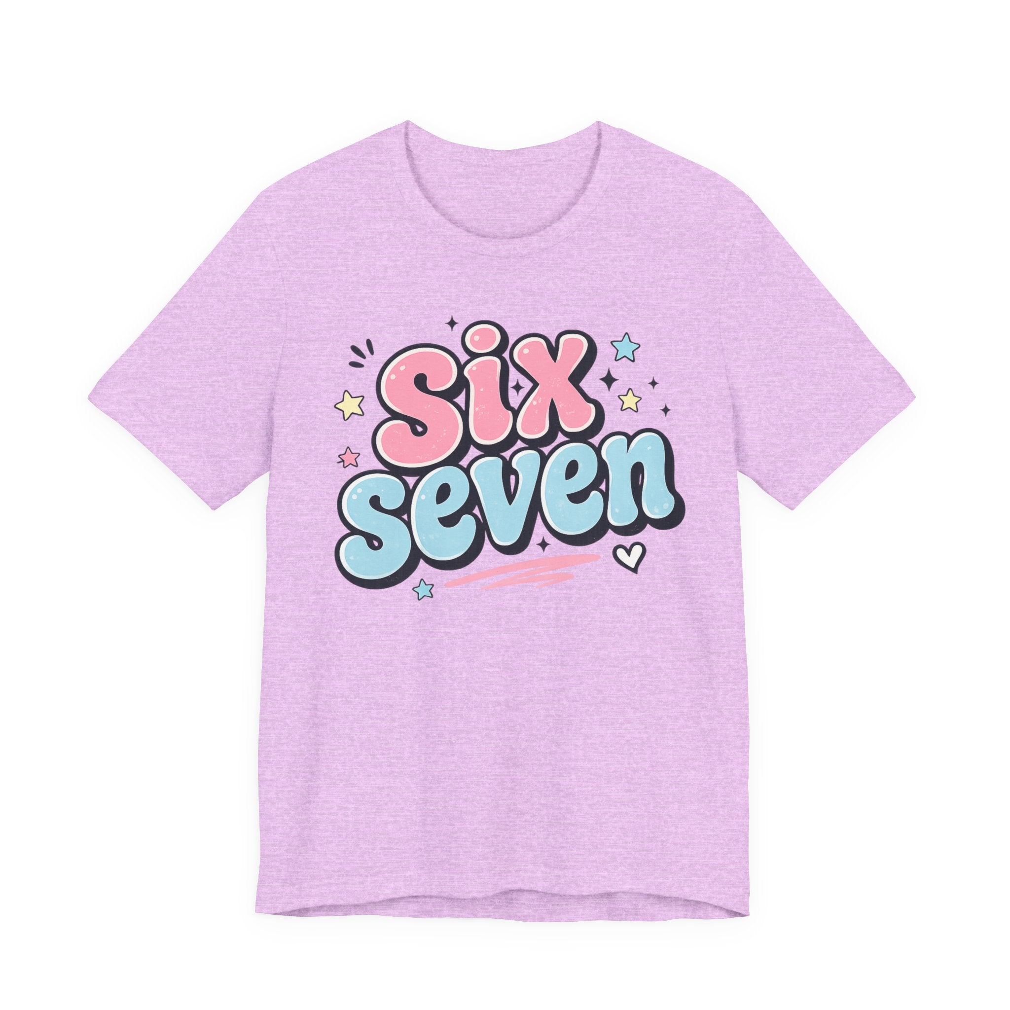 Six Seven Cute Pastel Graphic Tee — Playful Retro Number Shirt