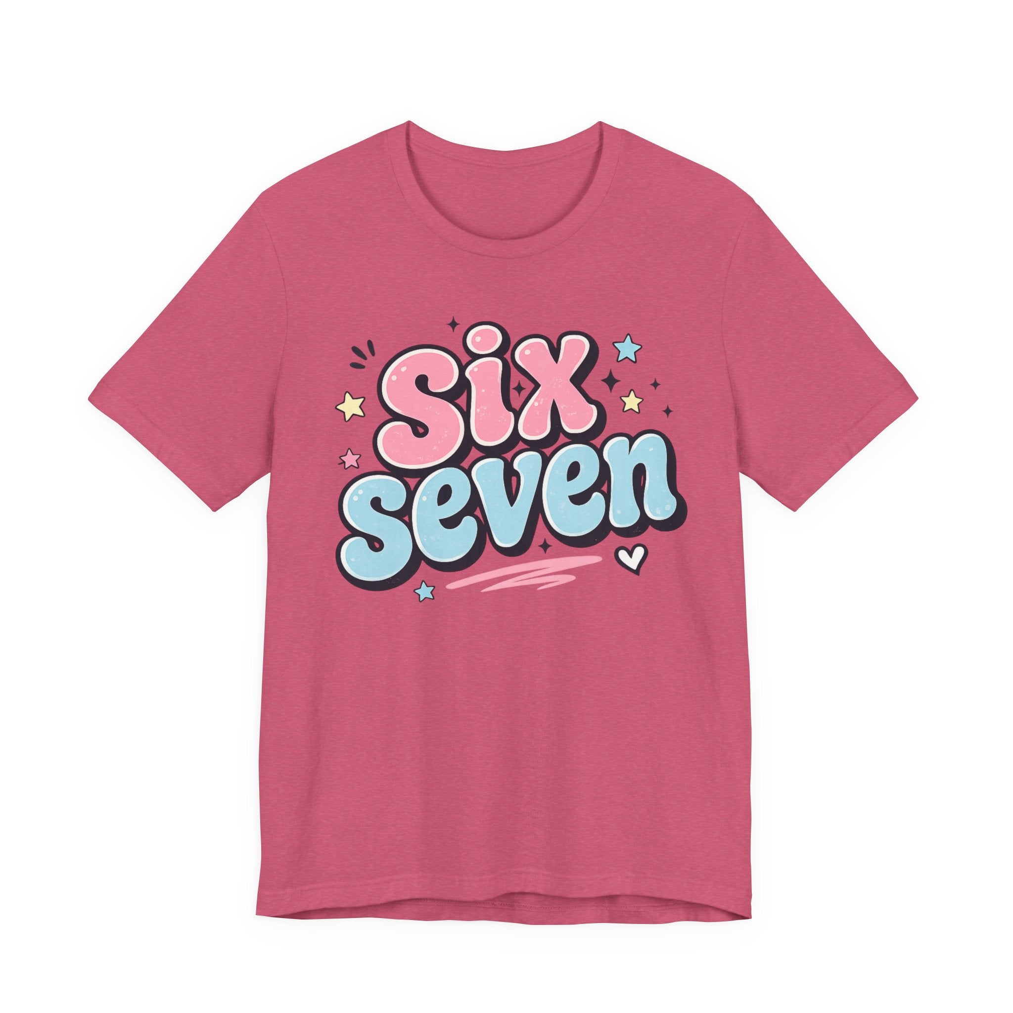Six Seven Cute Pastel Graphic Tee — Playful Retro Number Shirt