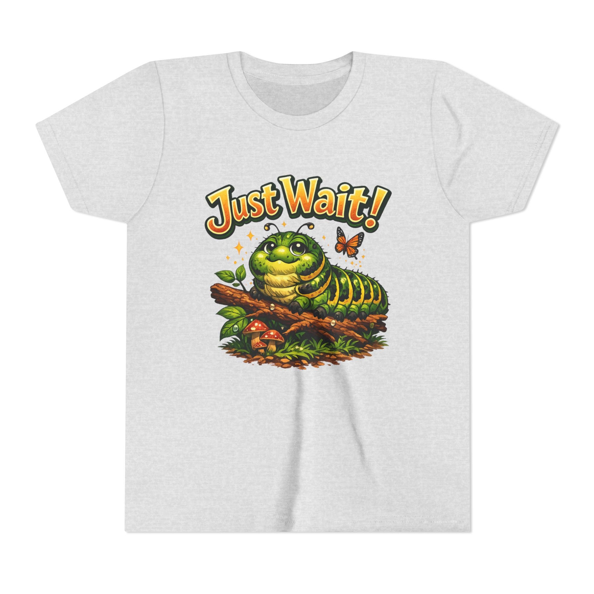 Youth Tee - "Just Wait!" Cute Caterpillar Graphic Kids T-Shirt