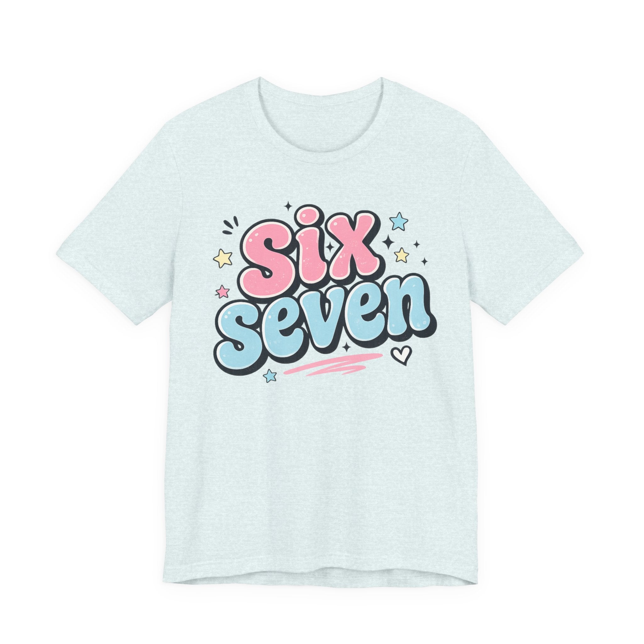 Six Seven Cute Pastel Graphic Tee — Playful Retro Number Shirt