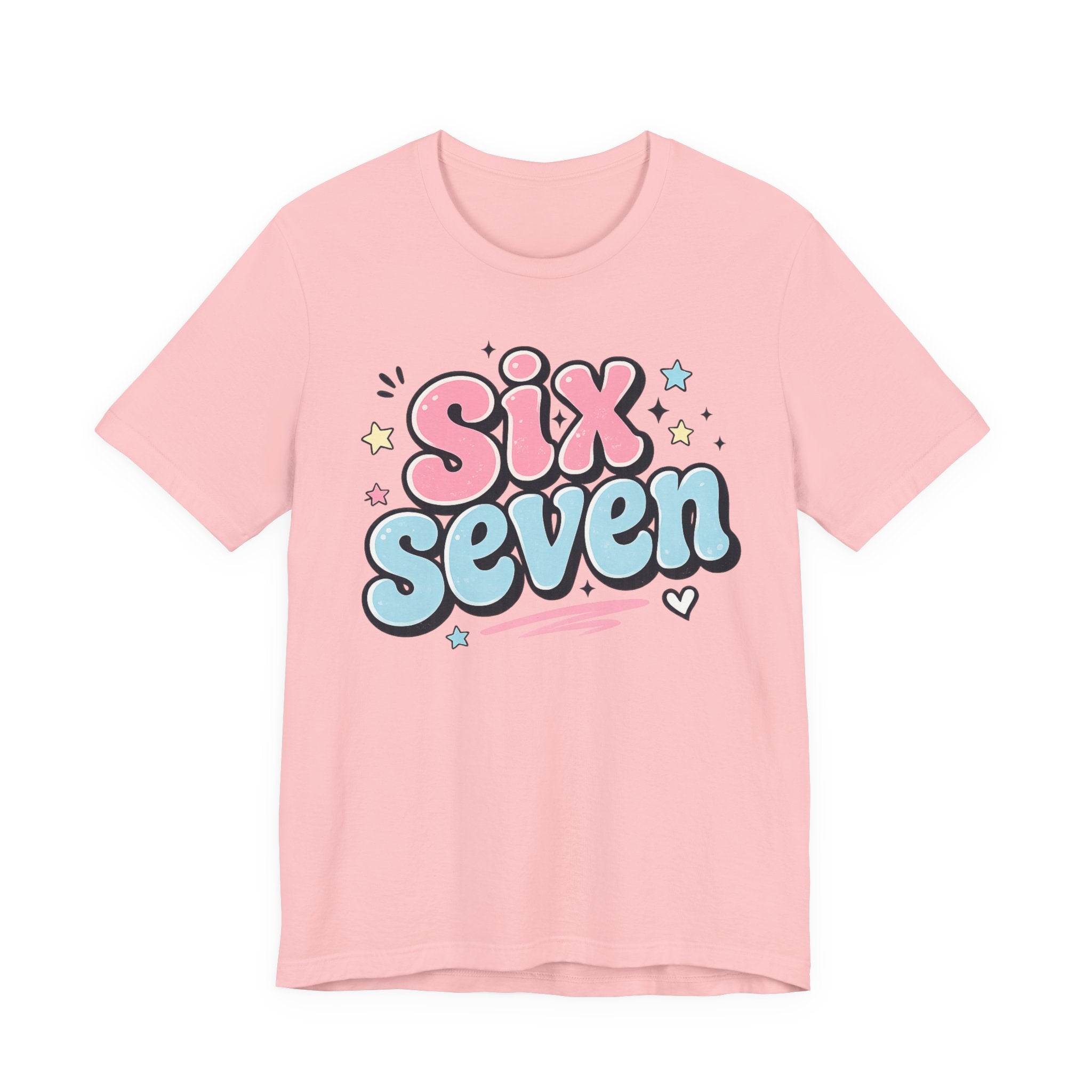 Six Seven Cute Pastel Graphic Tee — Playful Retro Number Shirt