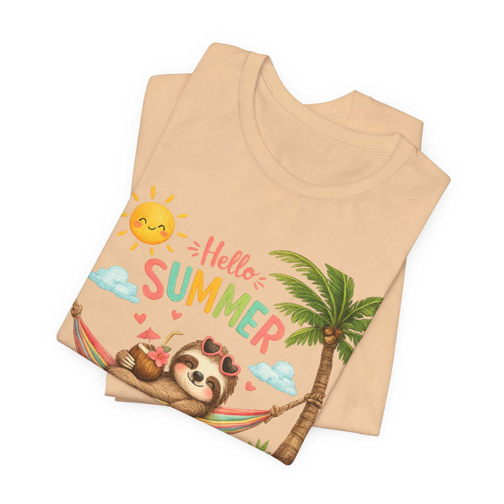 Hello Summer Sloth T-Shirt — Cute Tropical Beach Tee