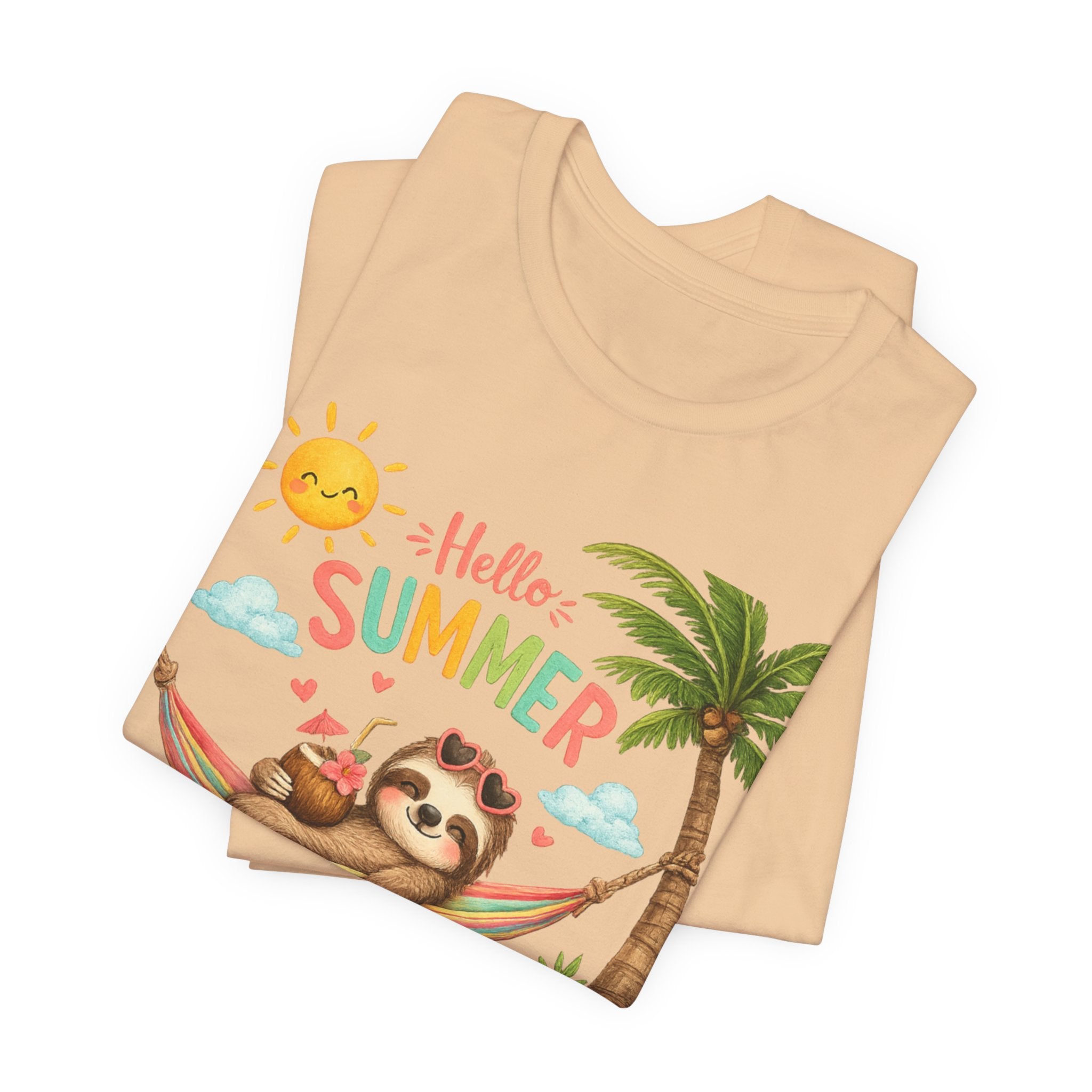 Hello Summer Sloth T-Shirt — Cute Tropical Beach Tee