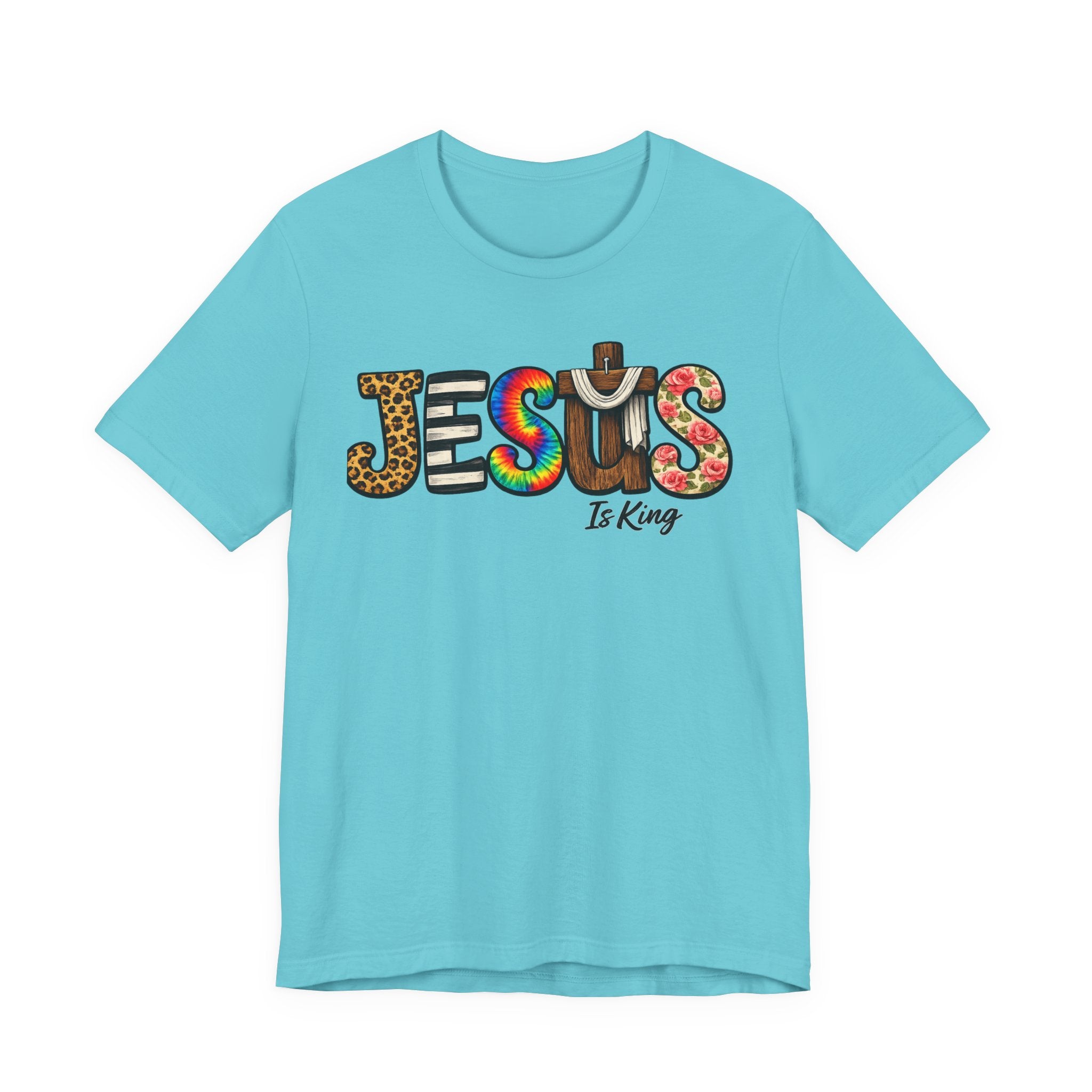 Jesus Graphic Tee — Colorful Americana Faith Design