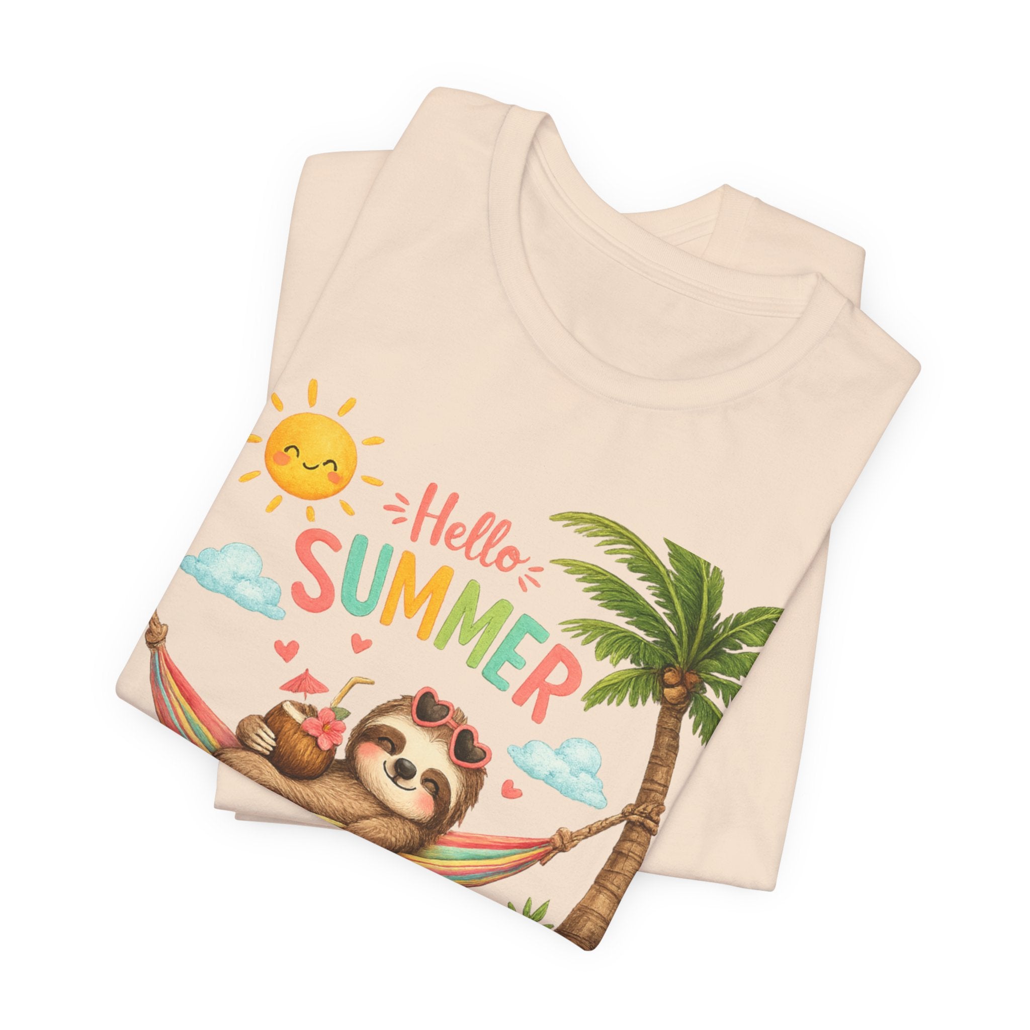 Hello Summer Sloth T-Shirt — Cute Tropical Beach Tee