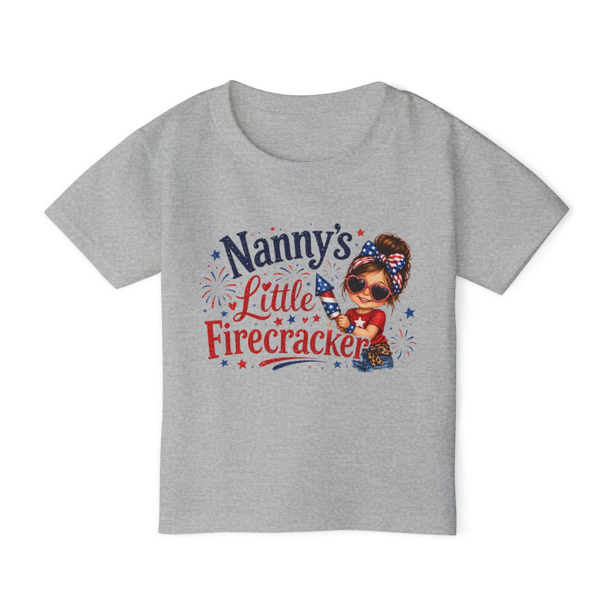 Nanny's Little Firecracker Toddler T-Shirt — Patriotic 4th of July Graphic Tee