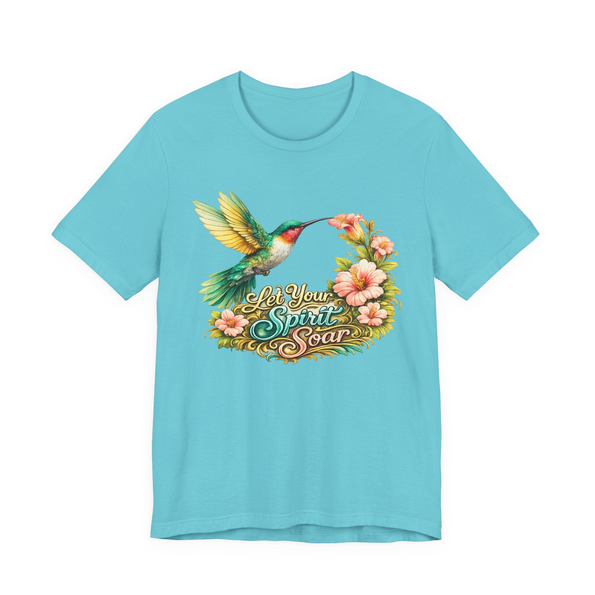 Hummingbird "Let Your Spirit Soar" Tee — Floral Inspirational Graphic T-Shirt