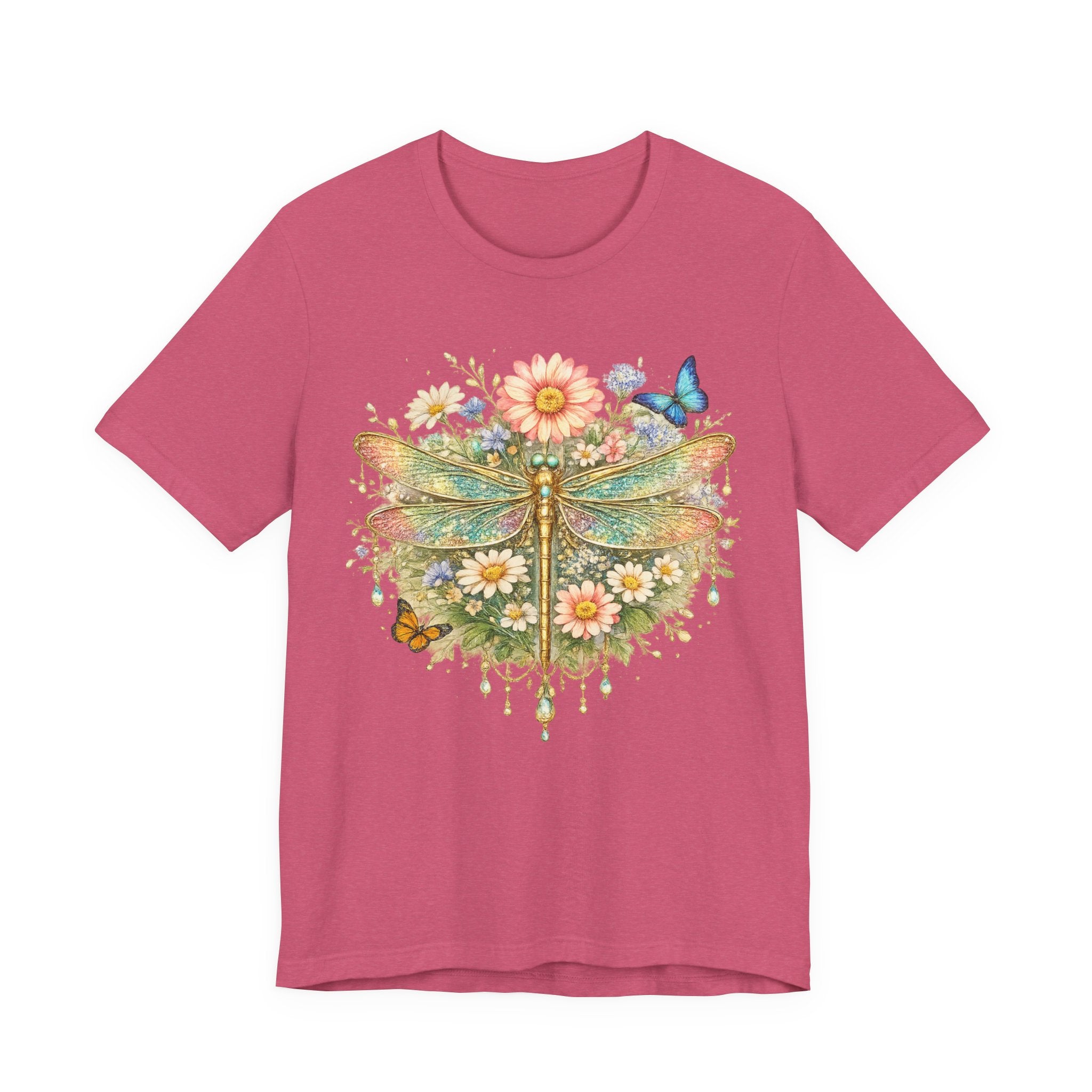 Dragonfly Floral Tee — Vintage Botanical Dragonfly T-Shirt