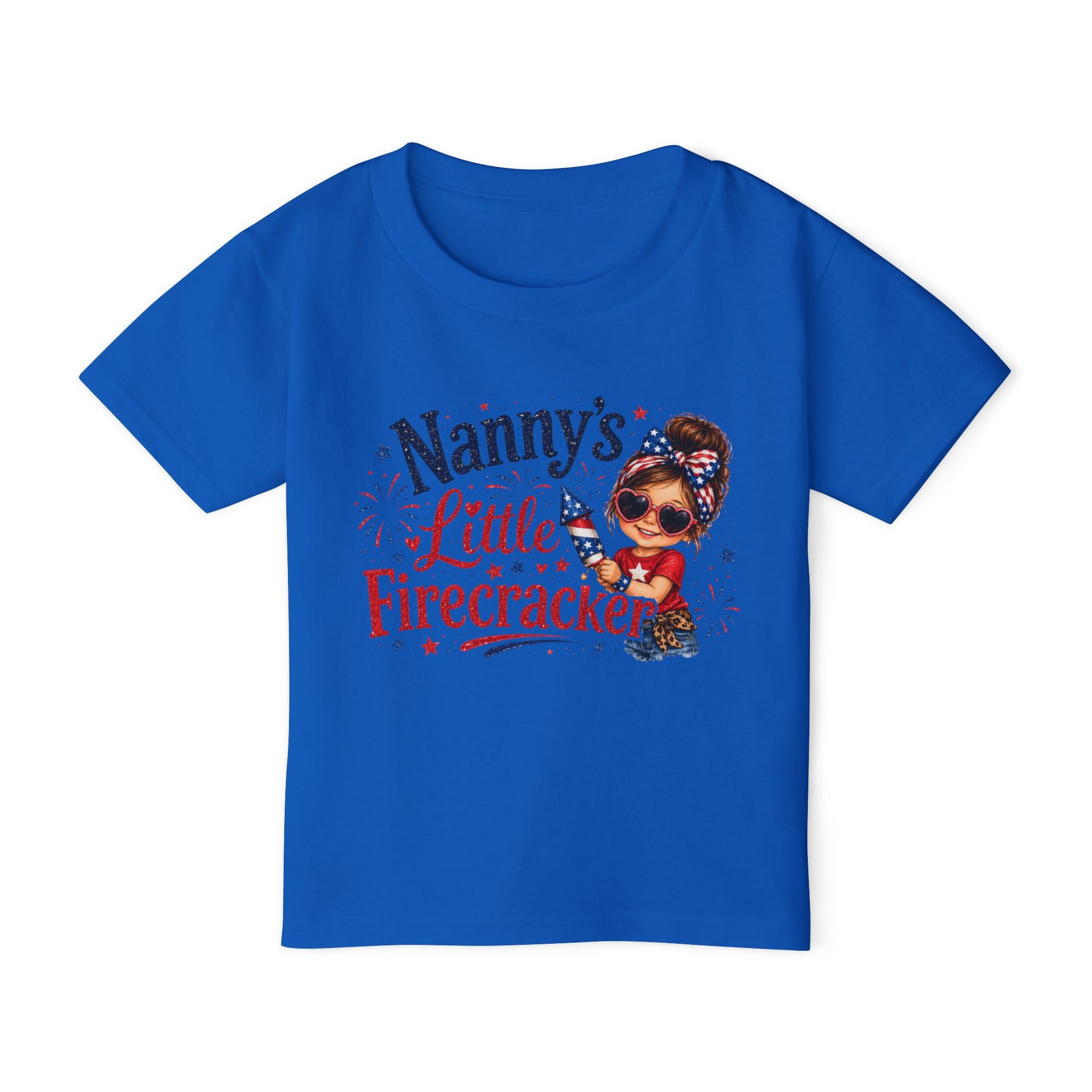 Nanny's Little Firecracker Toddler T-Shirt — Patriotic 4th of July Graphic Tee