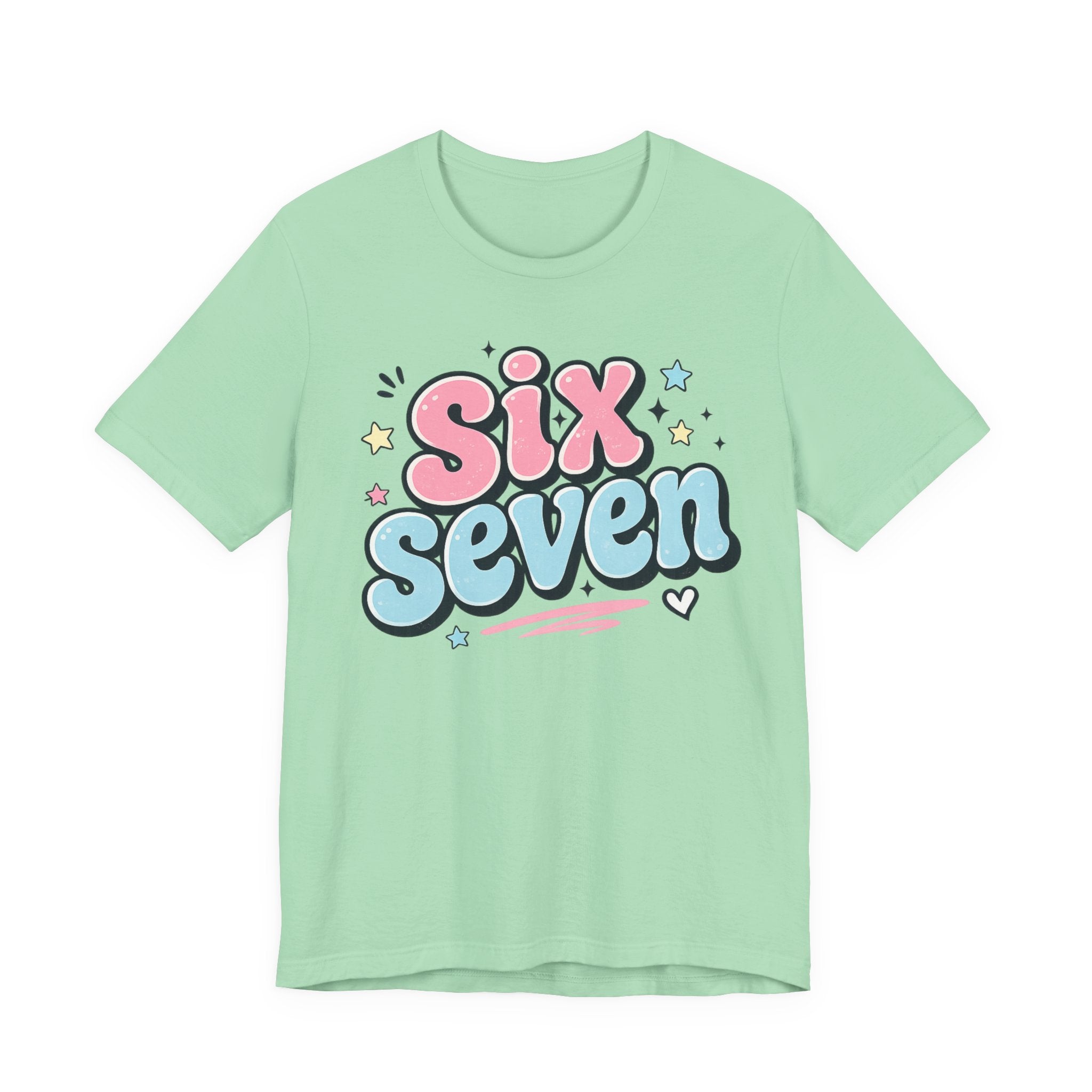Six Seven Cute Pastel Graphic Tee — Playful Retro Number Shirt