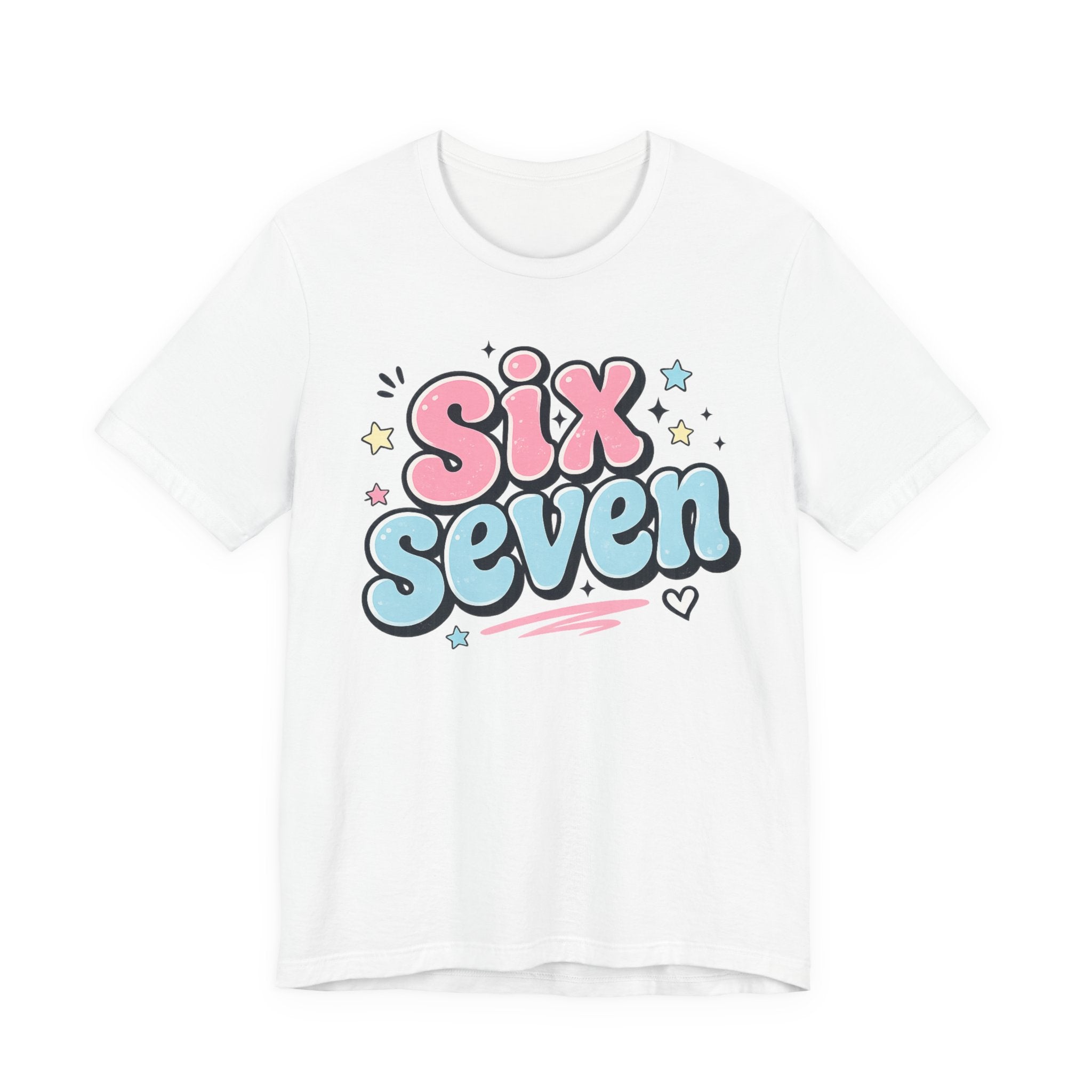 Six Seven Cute Pastel Graphic Tee — Playful Retro Number Shirt