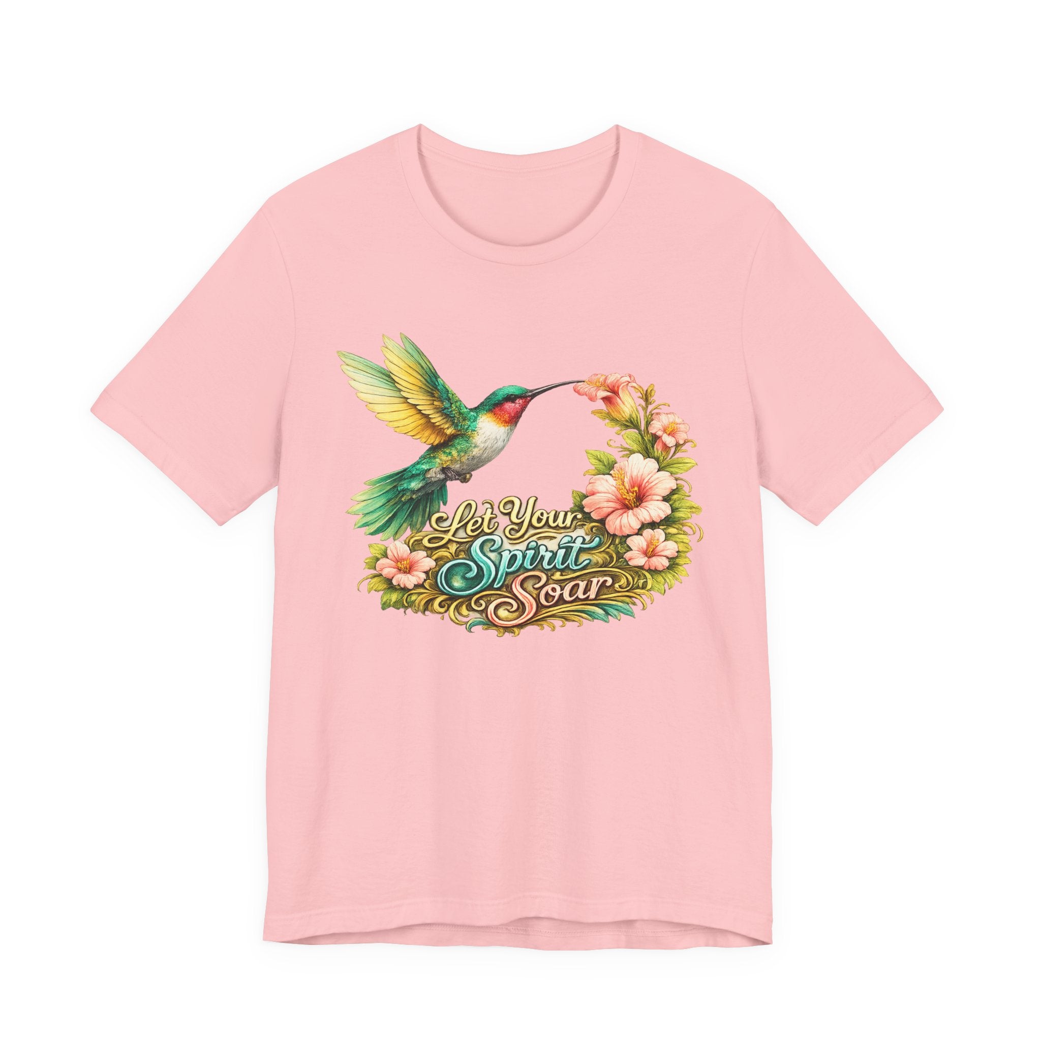 Hummingbird "Let Your Spirit Soar" Tee — Floral Inspirational Graphic T-Shirt