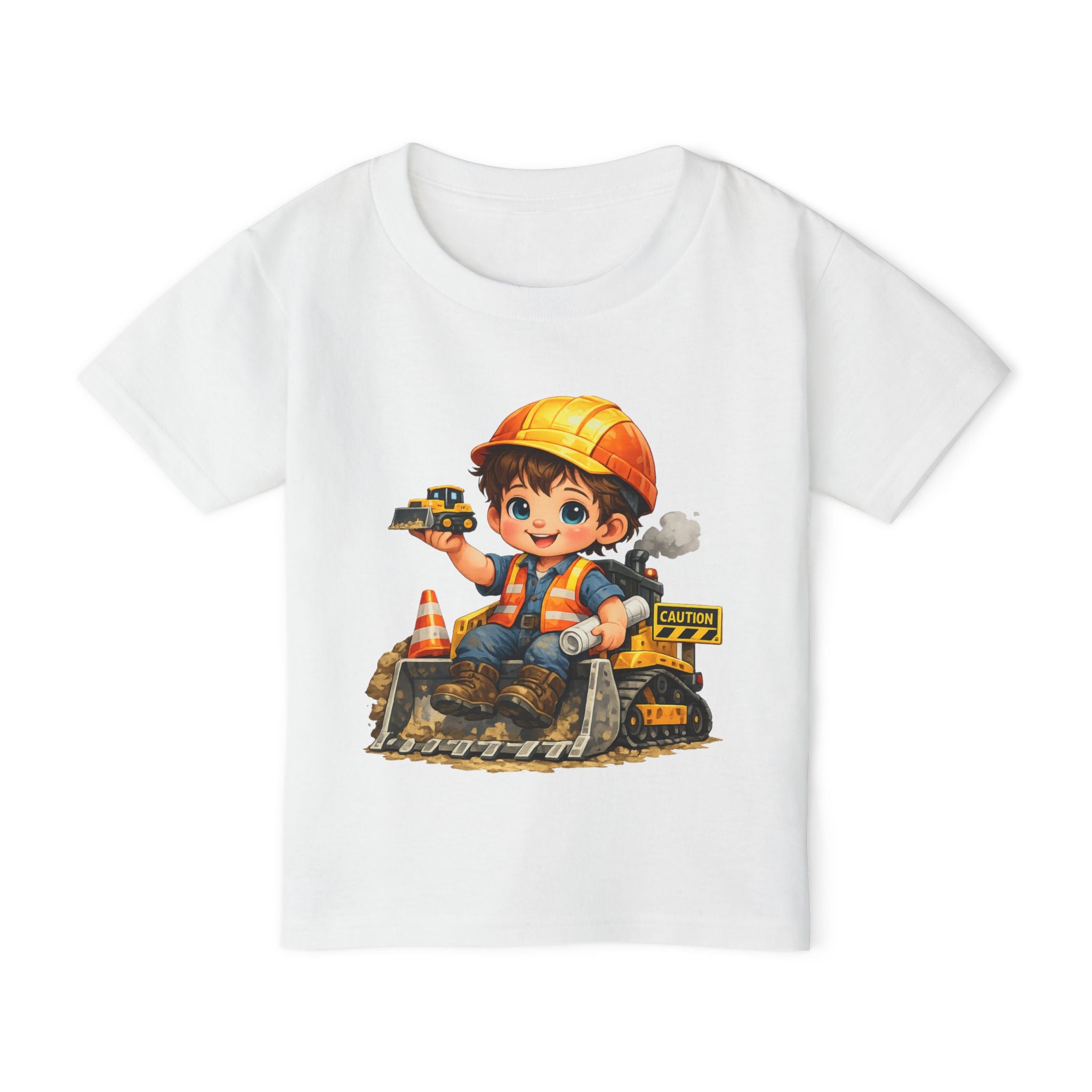 Construction Crew T-Shirt — Cute Kid Bulldozer & Hard Hat Design