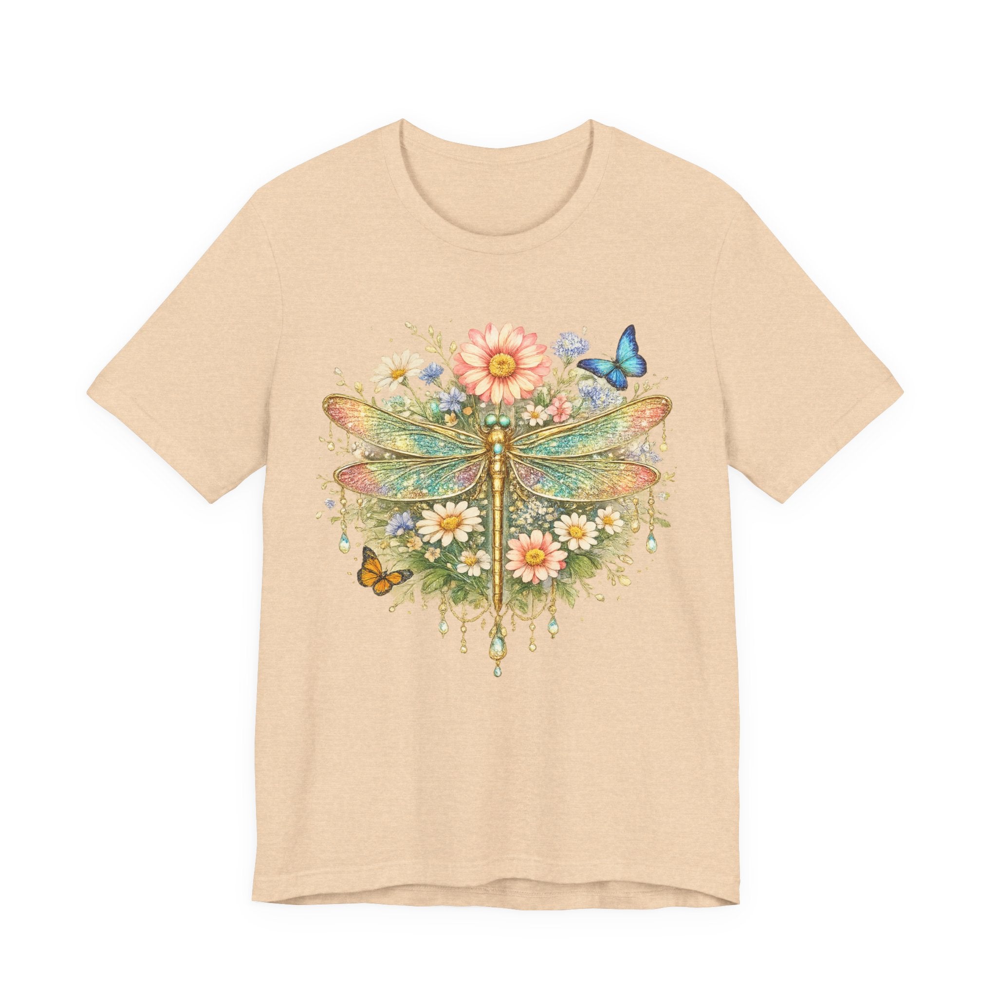 Dragonfly Floral Tee — Vintage Botanical Dragonfly T-Shirt