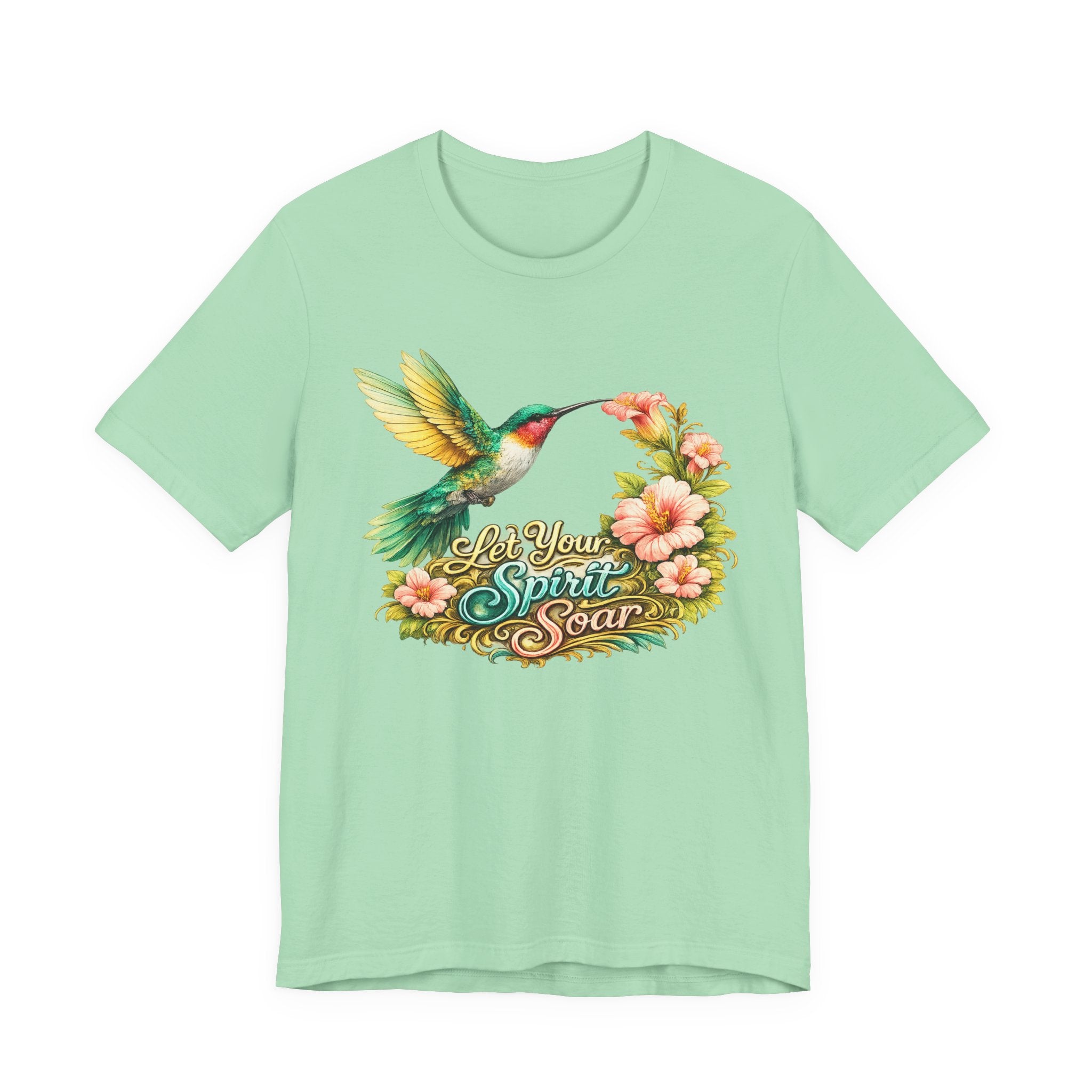 Hummingbird "Let Your Spirit Soar" Tee — Floral Inspirational Graphic T-Shirt