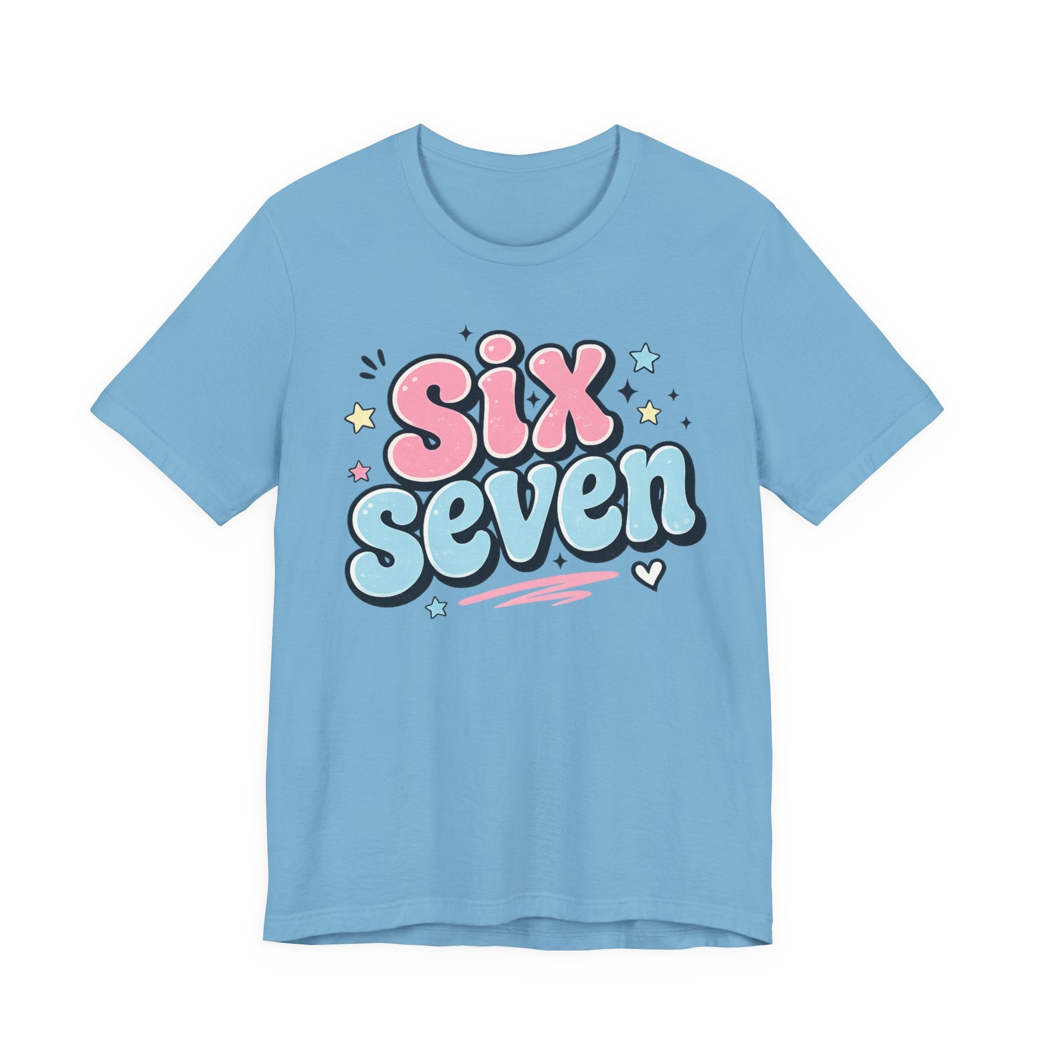 Six Seven Cute Pastel Graphic Tee — Playful Retro Number Shirt