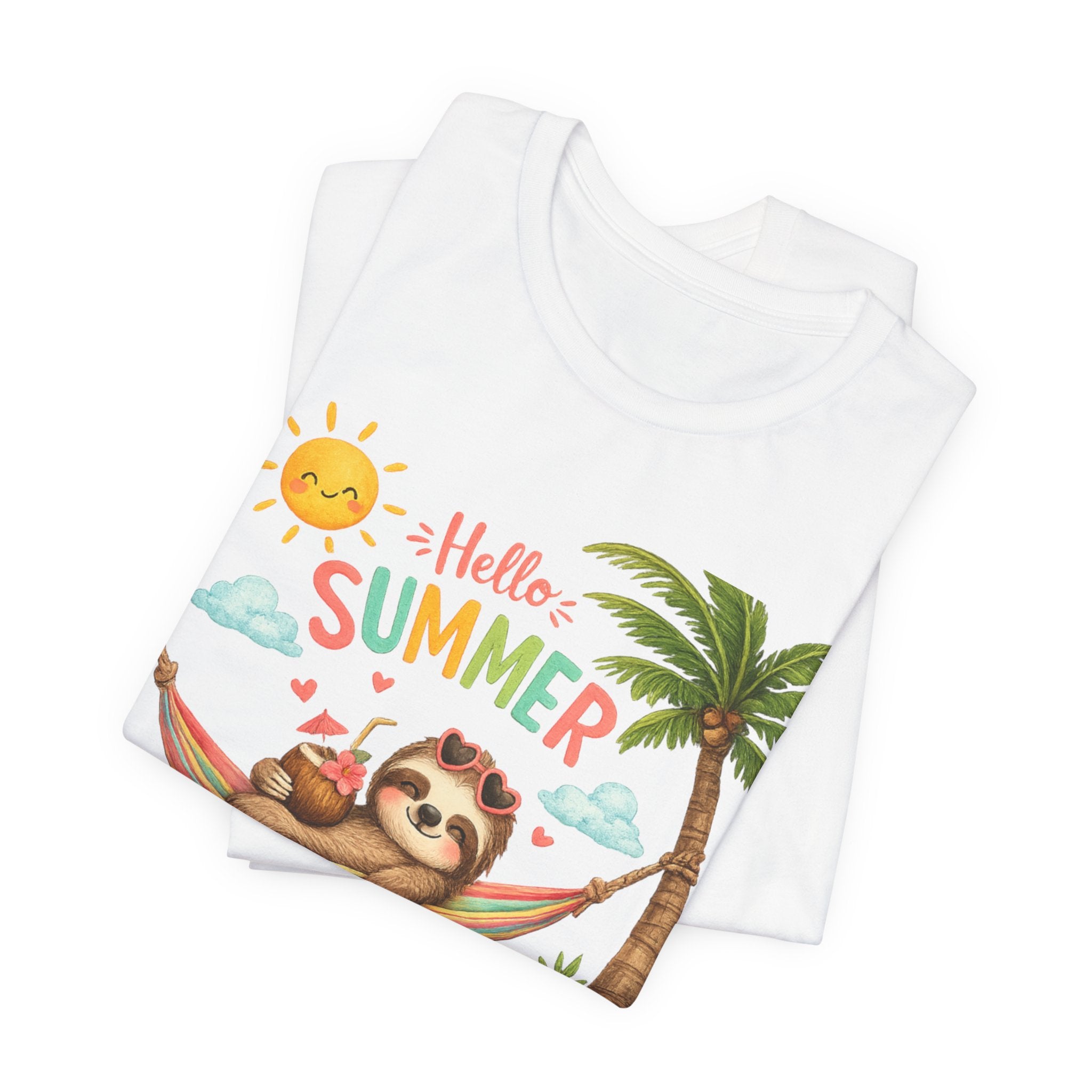 Hello Summer Sloth T-Shirt — Cute Tropical Beach Tee