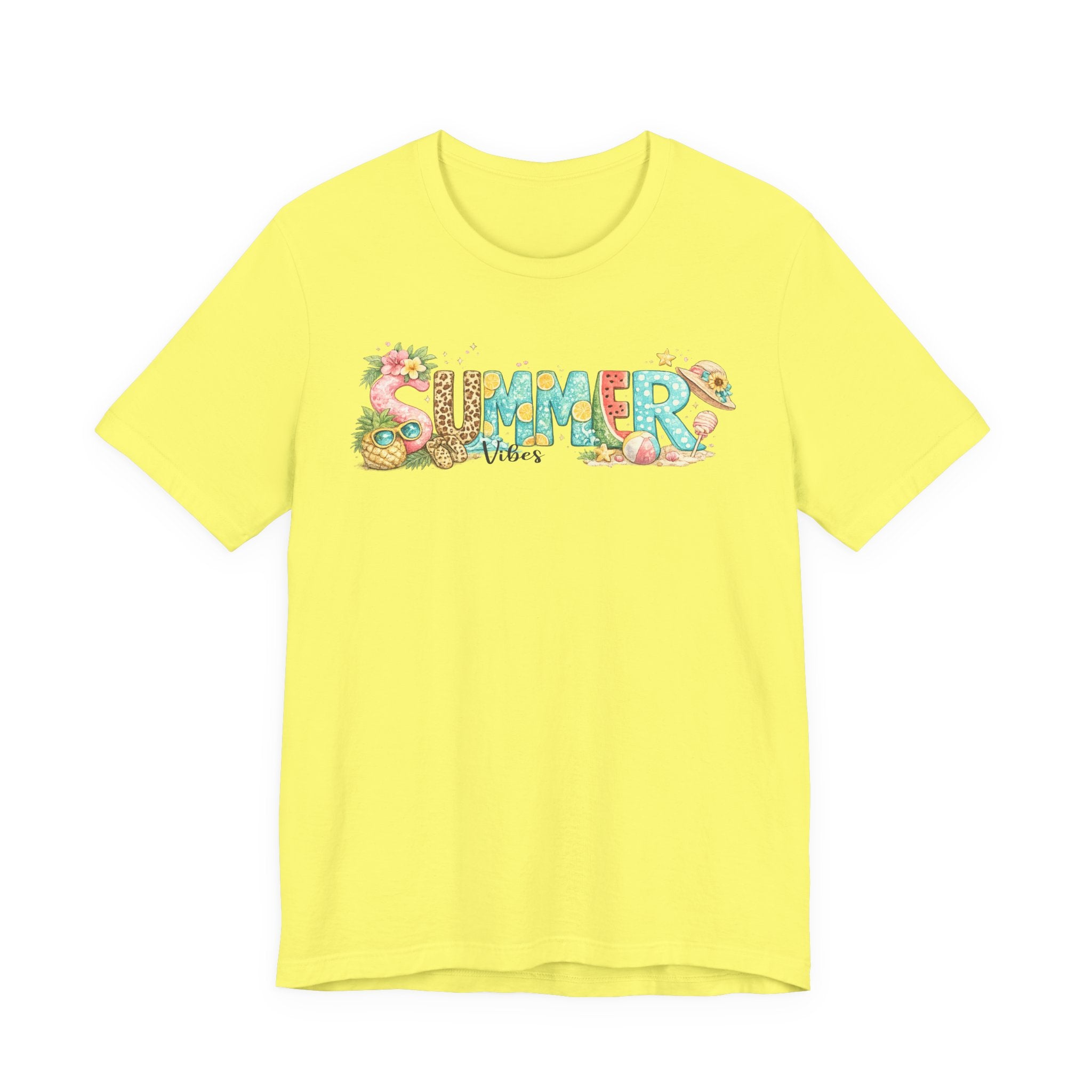 Summer Vibes Graphic Tee - 'Summer' Floral Beach Design