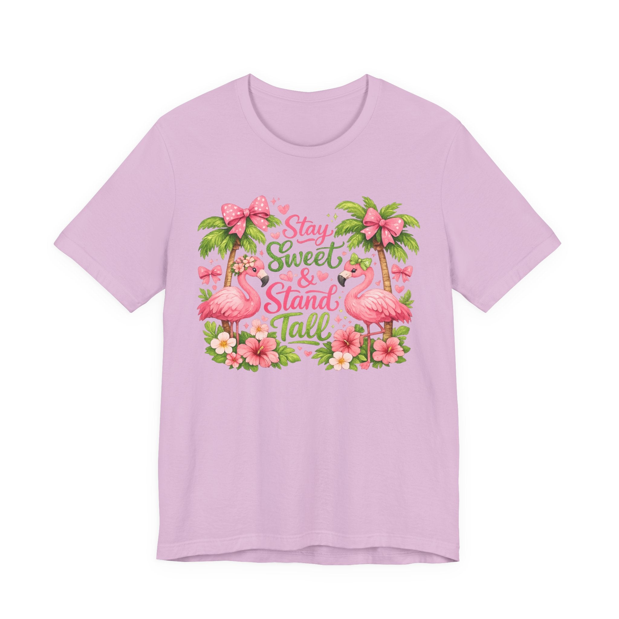 Stay Sweet & Stand Tall Flamingo Tee — Tropical Women’s Inspirational Shirt