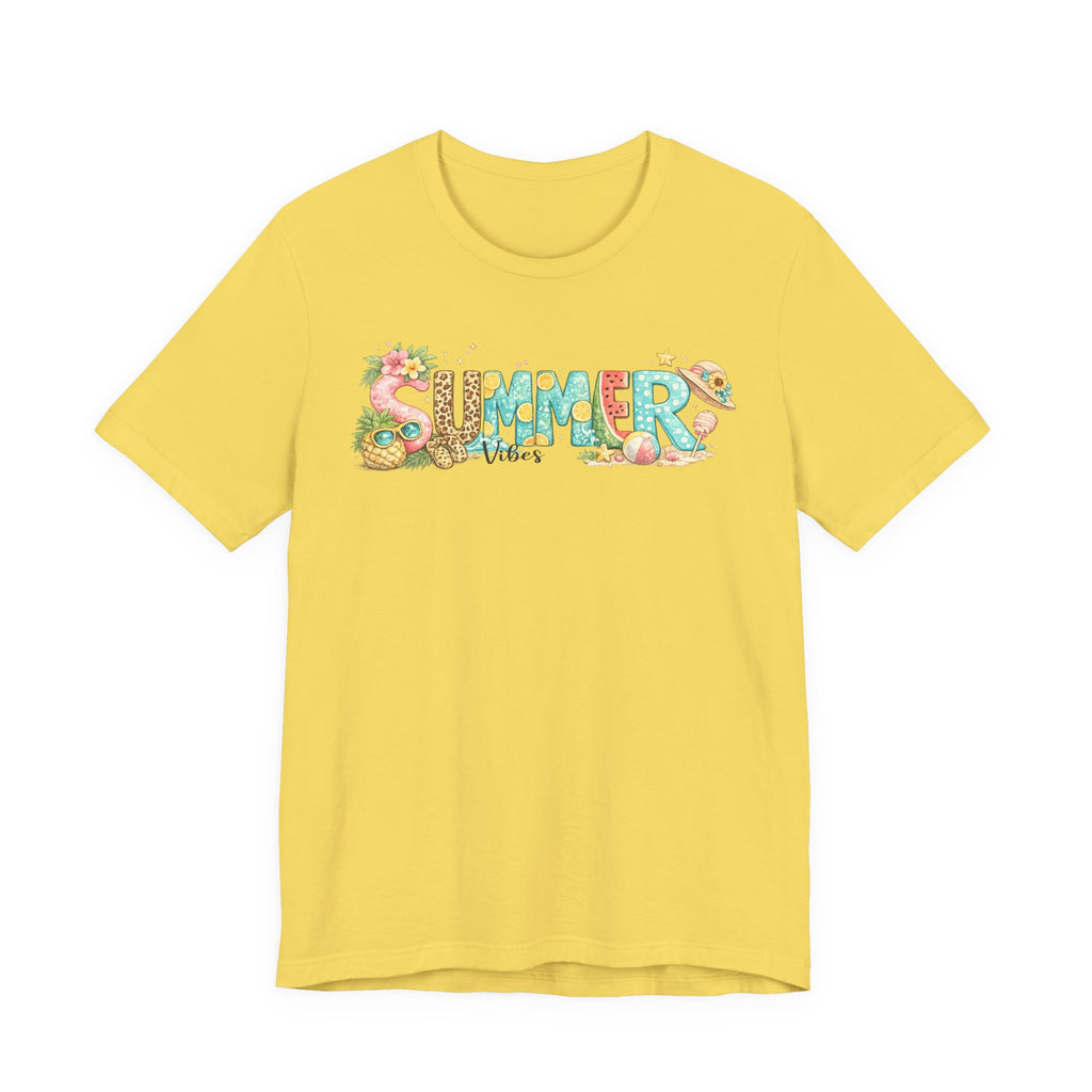 Summer Vibes Graphic Tee - 'Summer' Floral Beach Design