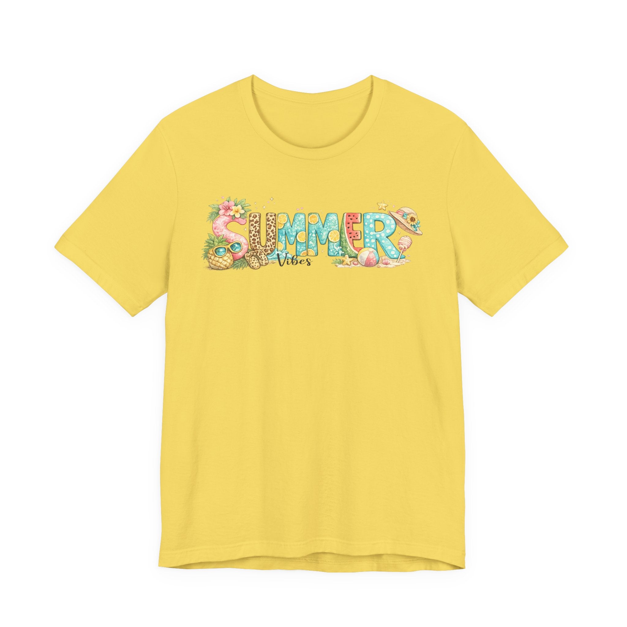 Summer Vibes Graphic Tee - 'Summer' Floral Beach Design