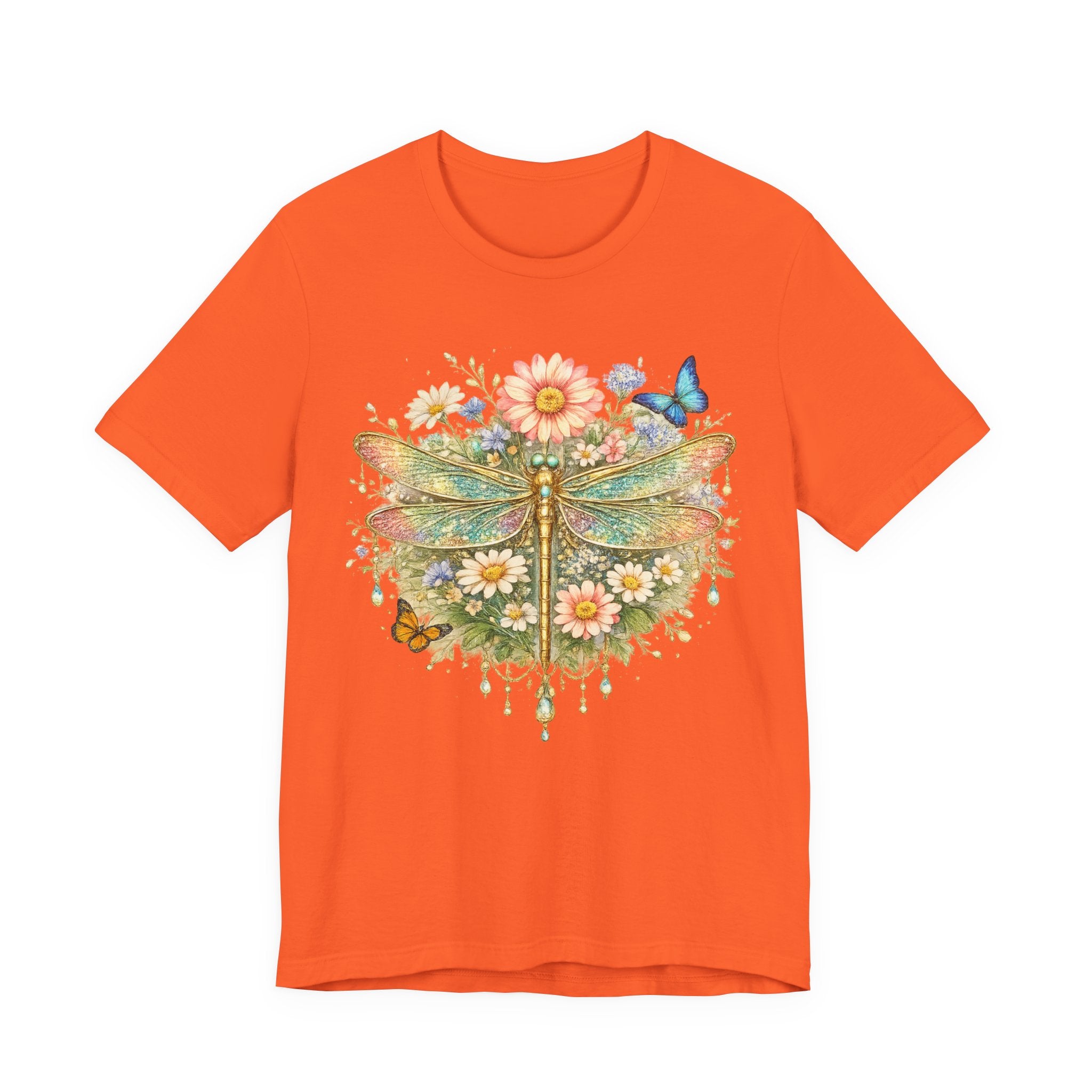 Dragonfly Floral Tee — Vintage Botanical Dragonfly T-Shirt