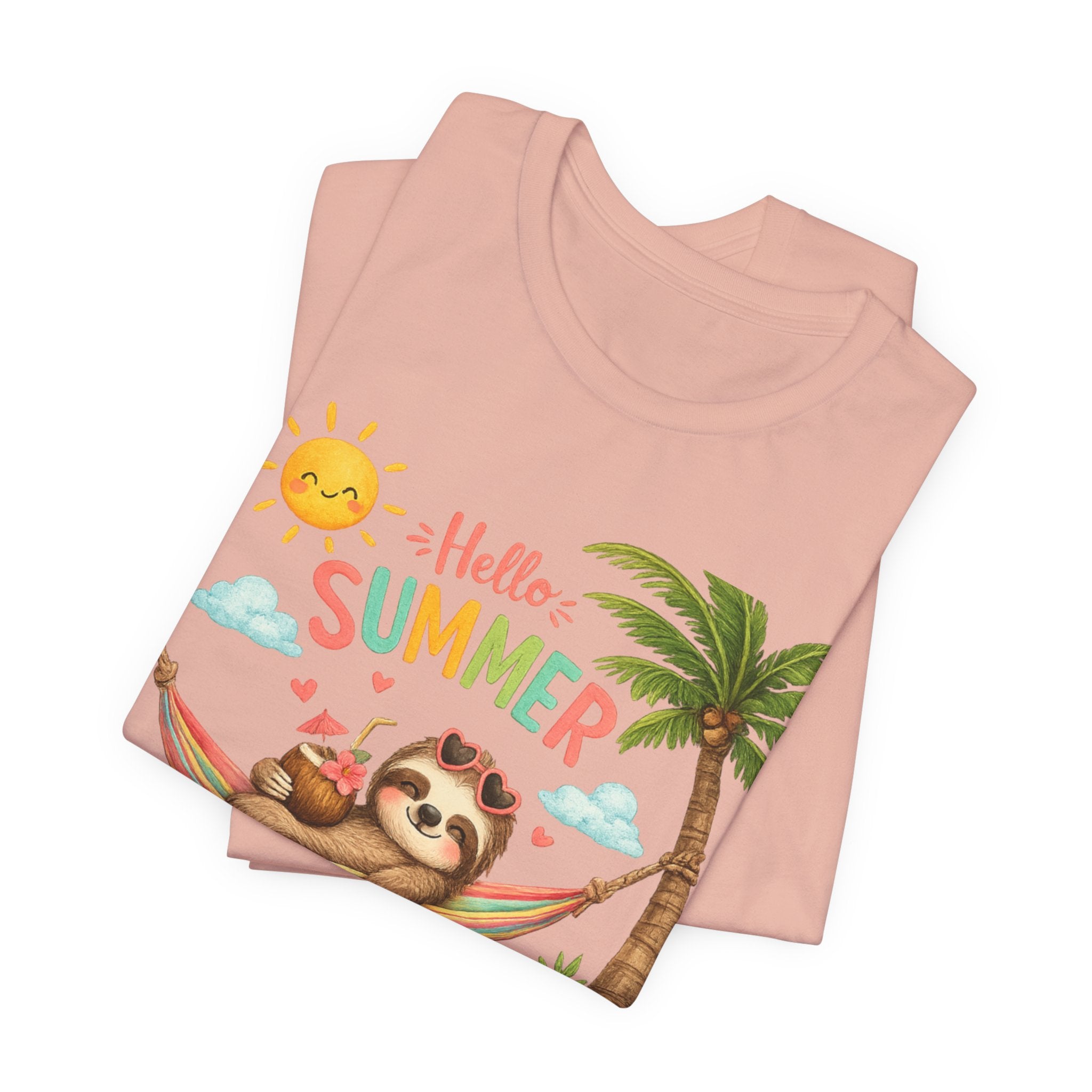 Hello Summer Sloth T-Shirt — Cute Tropical Beach Tee