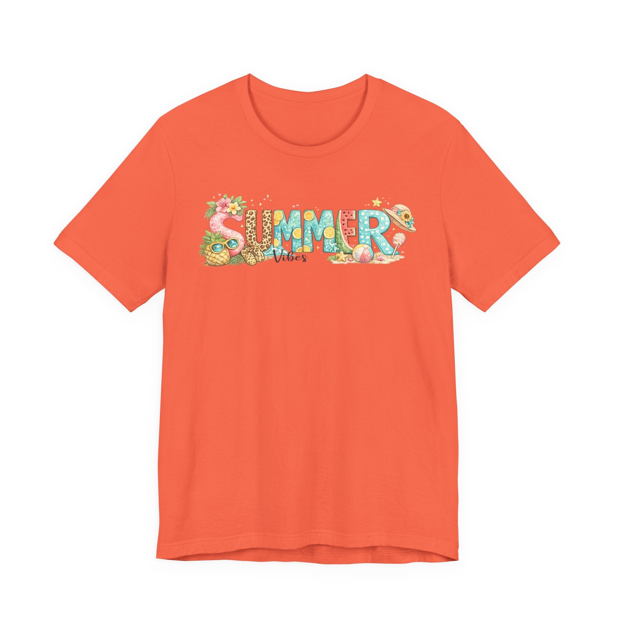 Summer Vibes Graphic Tee - 'Summer' Floral Beach Design