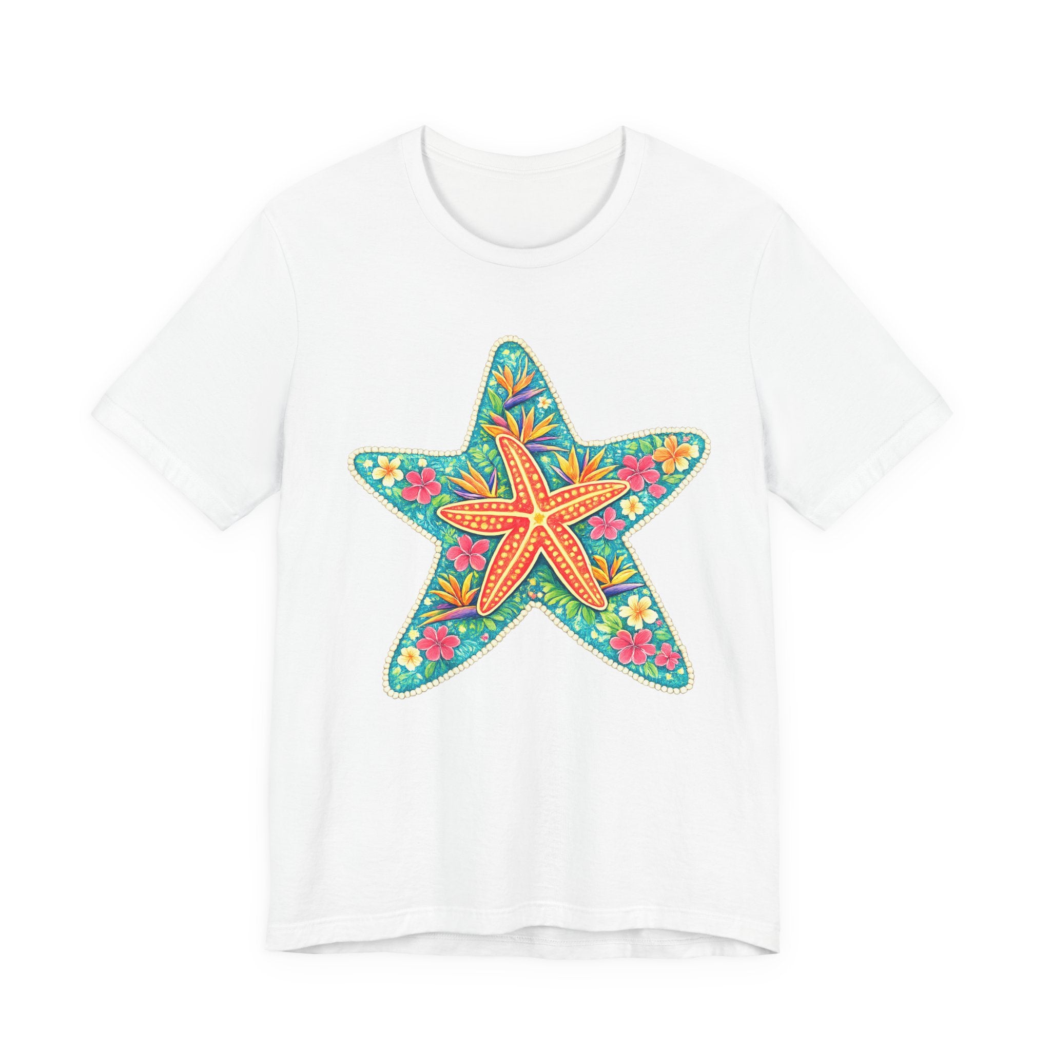 Starfish Floral Tee — Colorful Tropical Beach T-Shirt