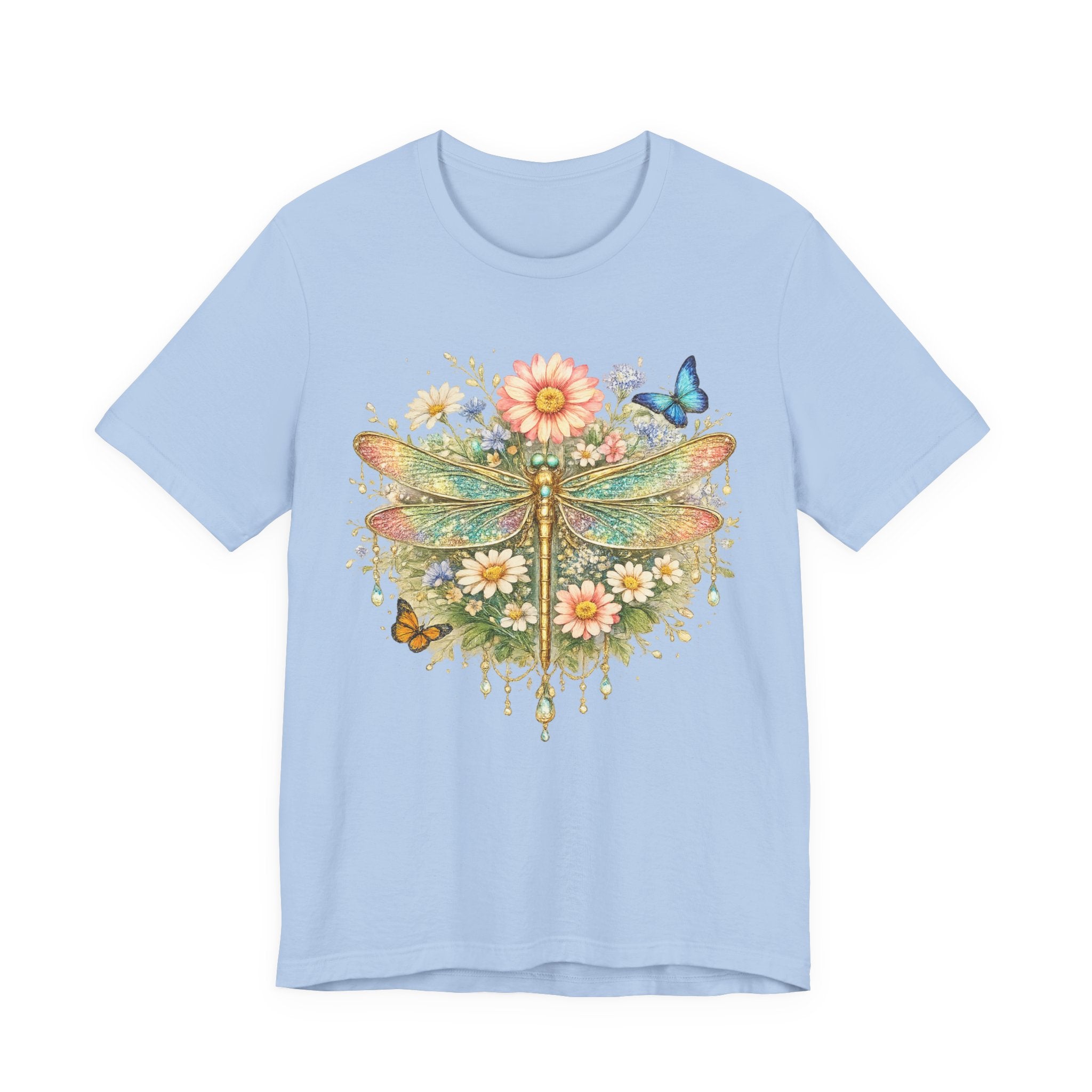 Dragonfly Floral Tee — Vintage Botanical Dragonfly T-Shirt