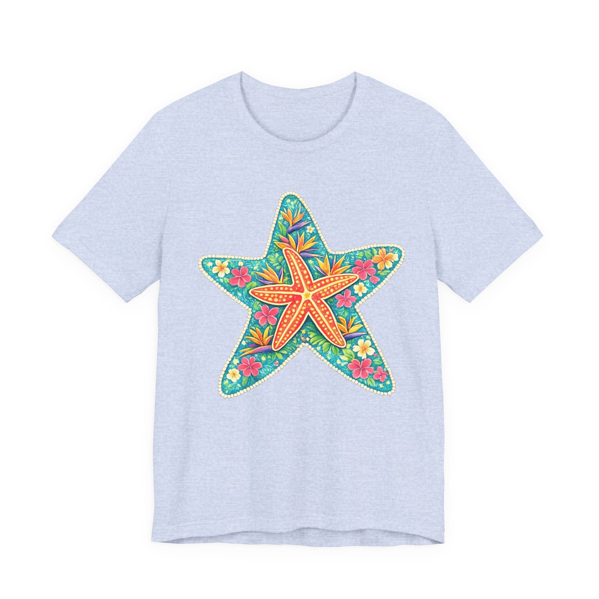 Starfish Floral Tee — Colorful Tropical Beach T-Shirt