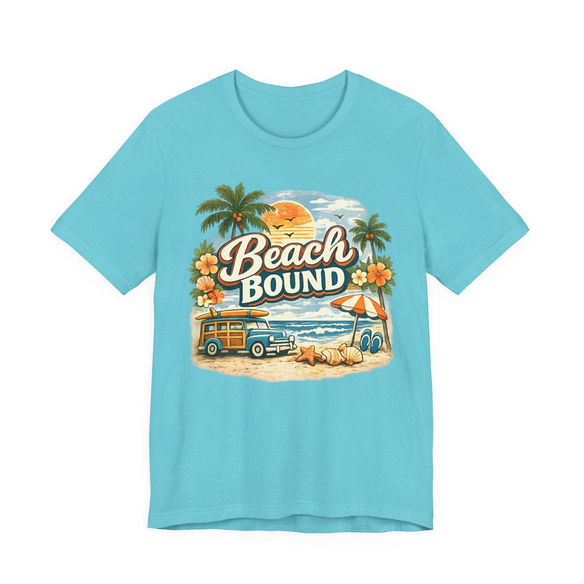 Beach Bound T-Shirt — Retro Surf Van & Palm Trees Tee