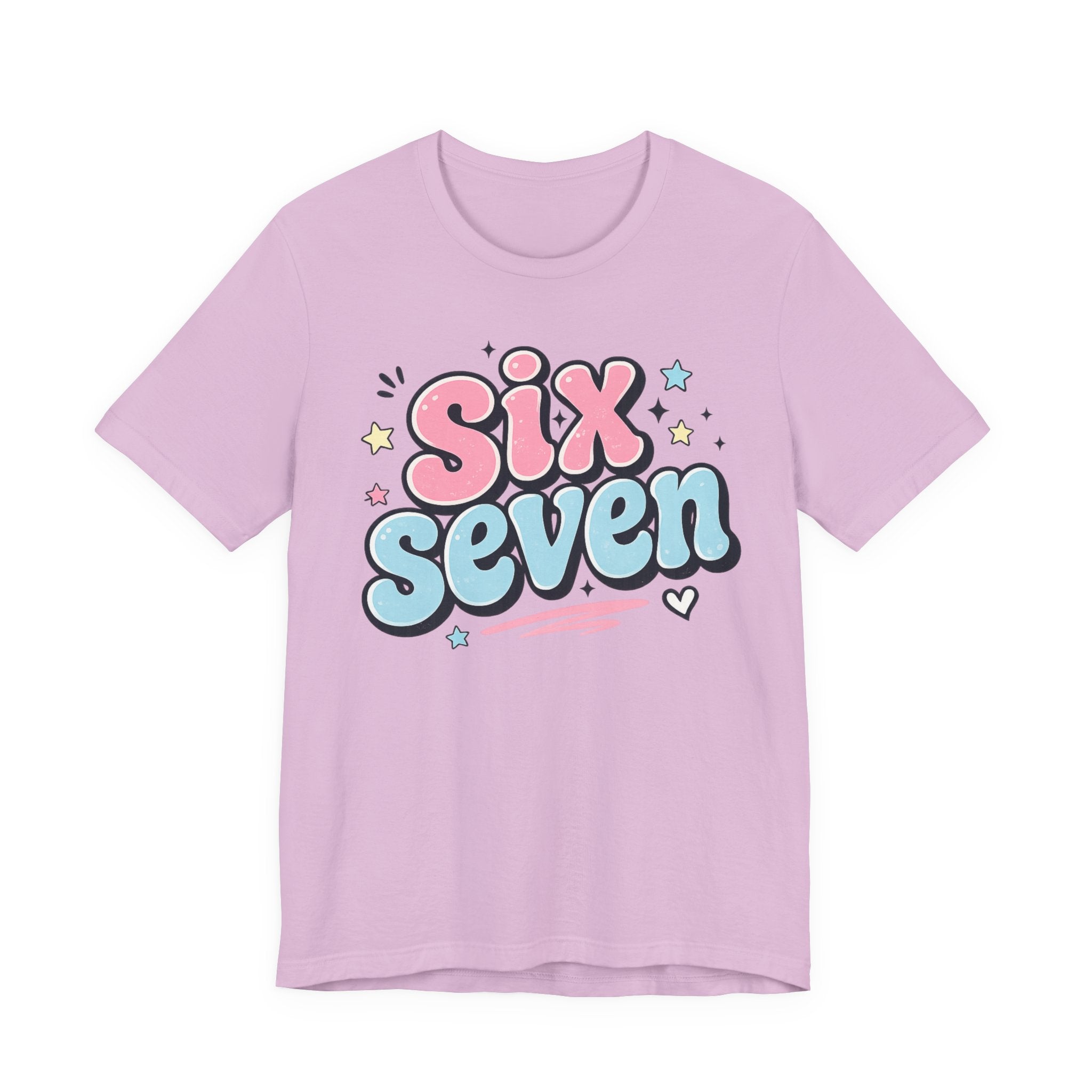 Six Seven Cute Pastel Graphic Tee — Playful Retro Number Shirt