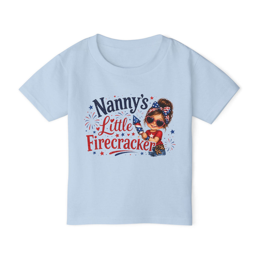 Nanny's Little Firecracker Toddler T-Shirt — Patriotic 4th of July Graphic Tee