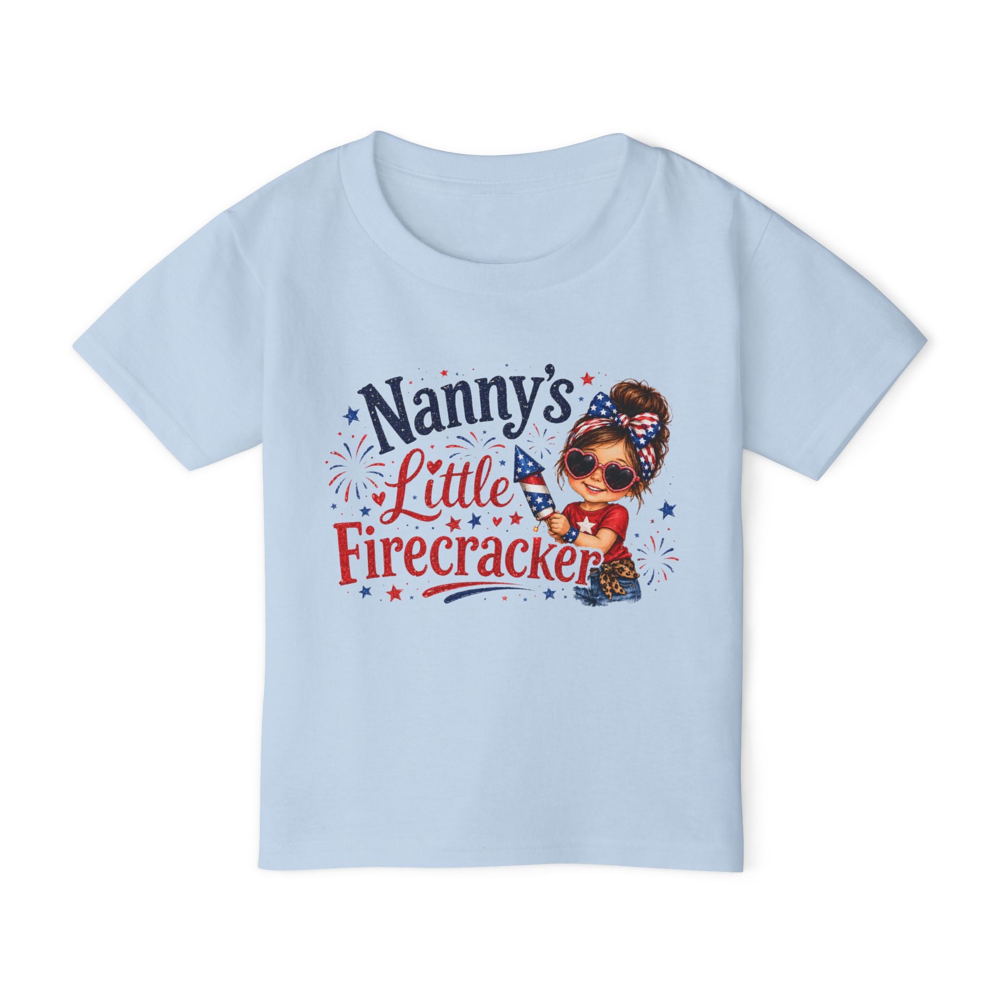 Nanny's Little Firecracker Toddler T-Shirt — Patriotic 4th of July Graphic Tee