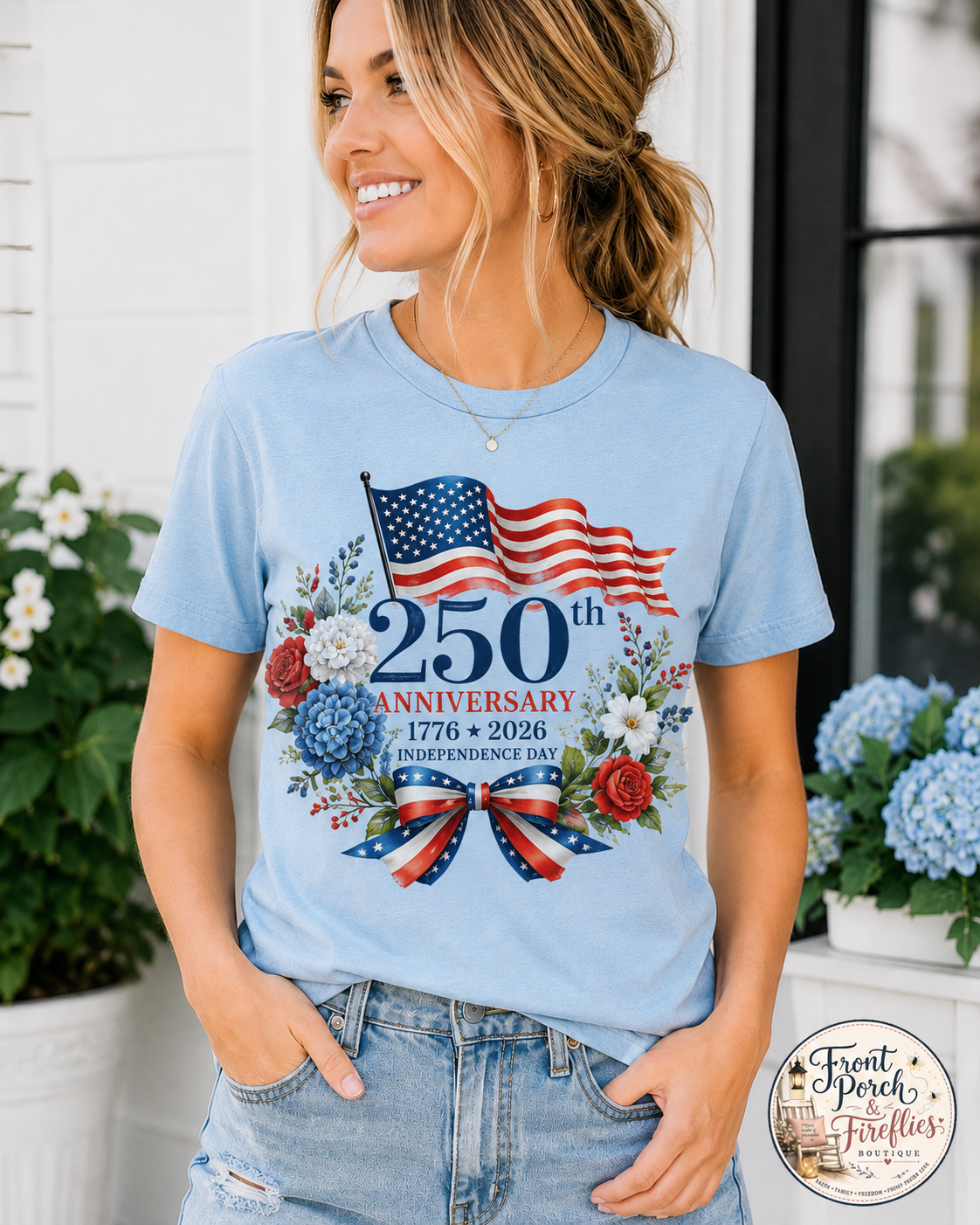 250th Independence Day T-Shirt — 1776–2026 Patriotic American Flag Ribbon Tee