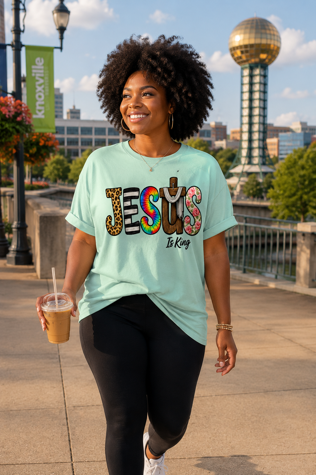 Jesus Graphic Tee — Colorful Americana Faith Design