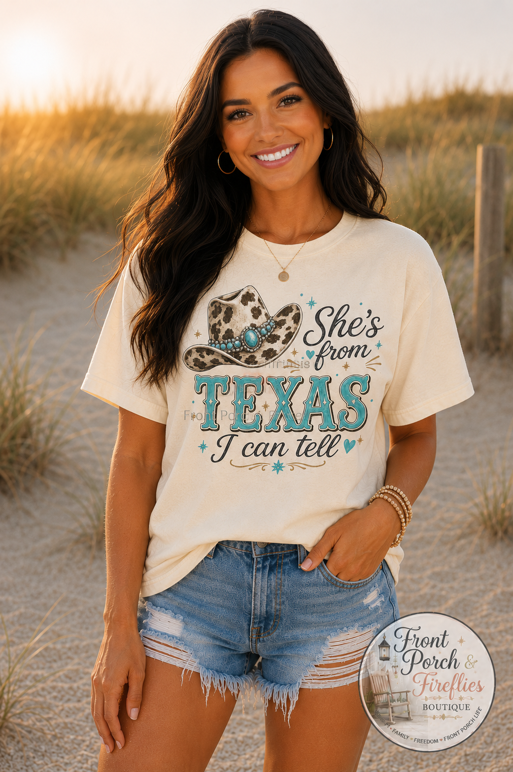 She’s From Texas T-Shirt – Leopard Cowgirl Hat Graphic Tee