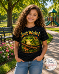Youth Tee - "Just Wait!" Cute Caterpillar Graphic Kids T-Shirt