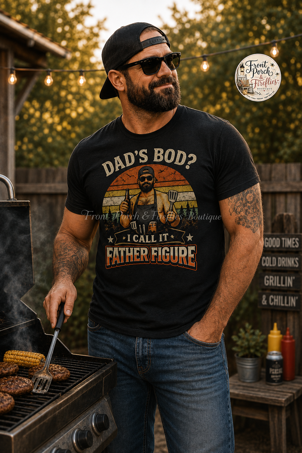 Father Figure Dad Bod T-Shirt — Funny BBQ Grilling Tee for Father’s Day