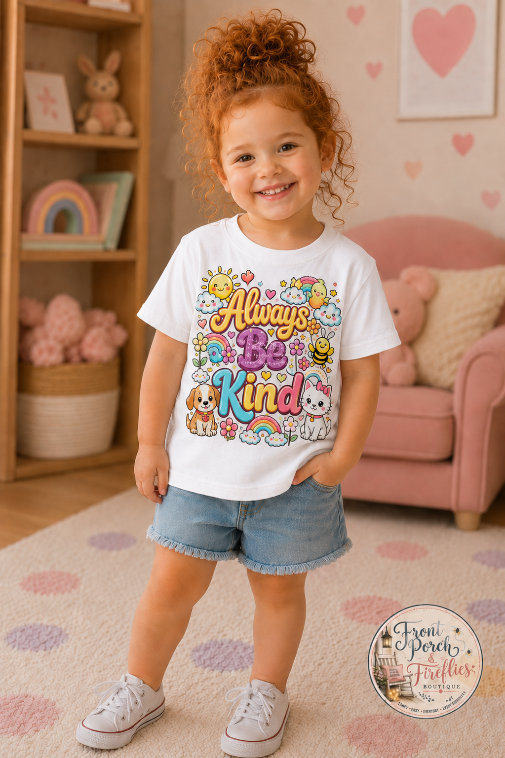 Always Be Kind    Cute Rainbow Animals Kids Tee