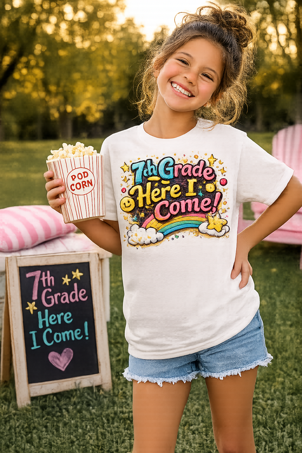 7th Grade Here I Come! T-Shirt — Back-to-School Rainbow Tee for Rising Students