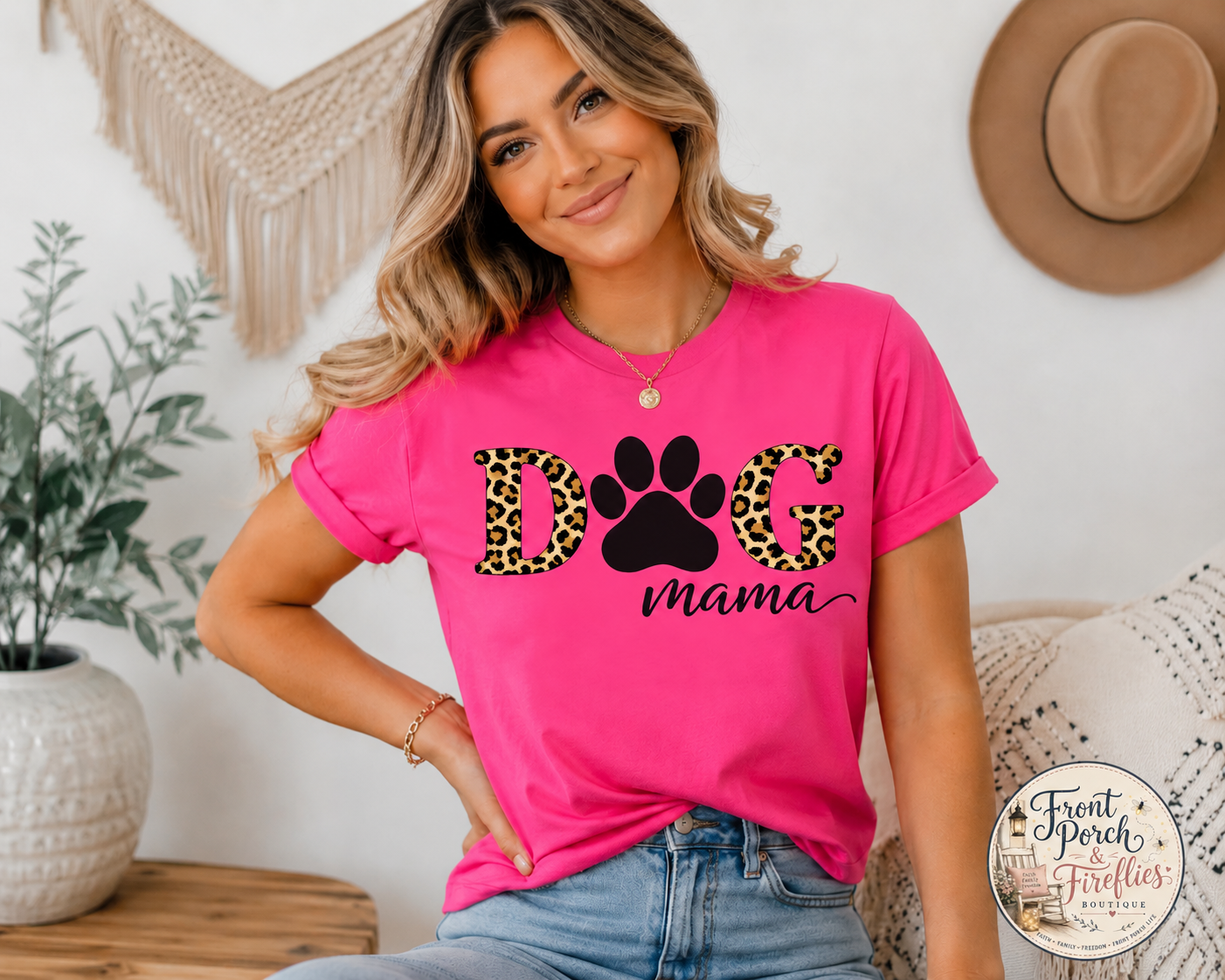 Dog Mama Leopard Paw T-Shirt