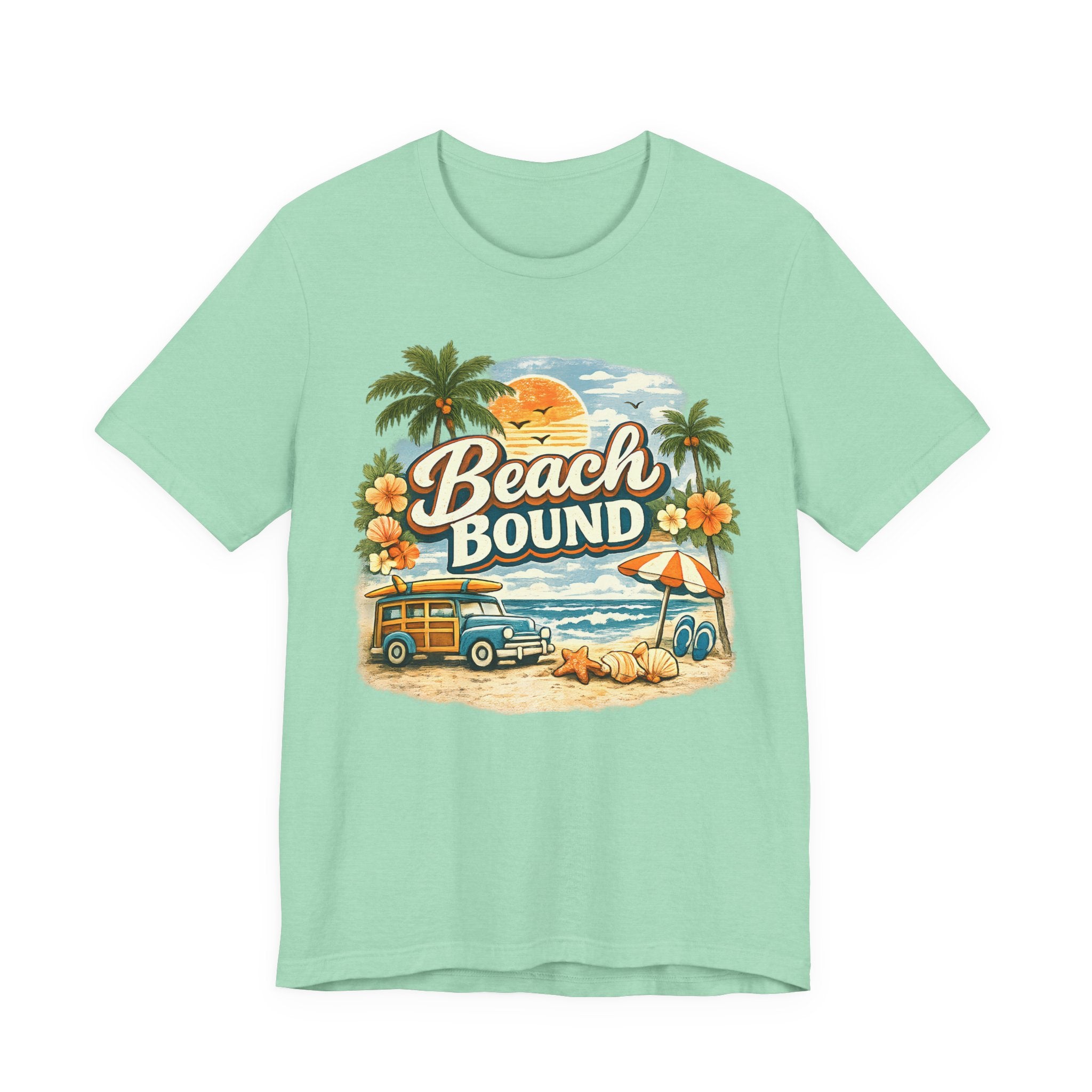 Beach Bound T-Shirt — Retro Surf Van & Palm Trees Tee