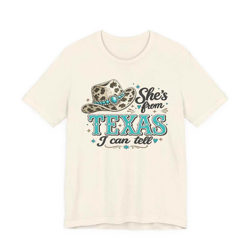 She’s From Texas T-Shirt – Leopard Cowgirl Hat Graphic Tee